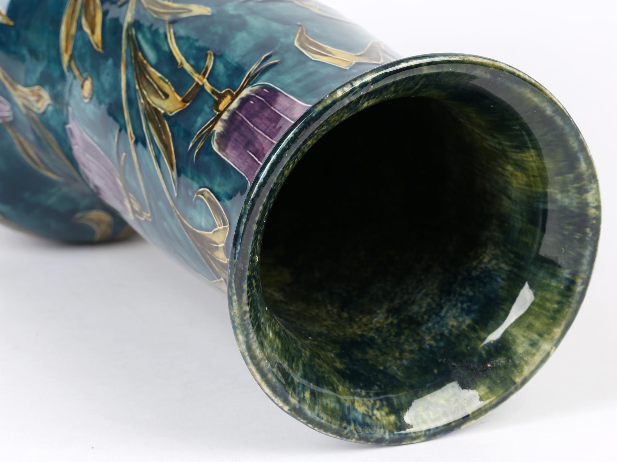 English George Cartlidge Morris Ware Large Art Deco Flowering Harebells Vase