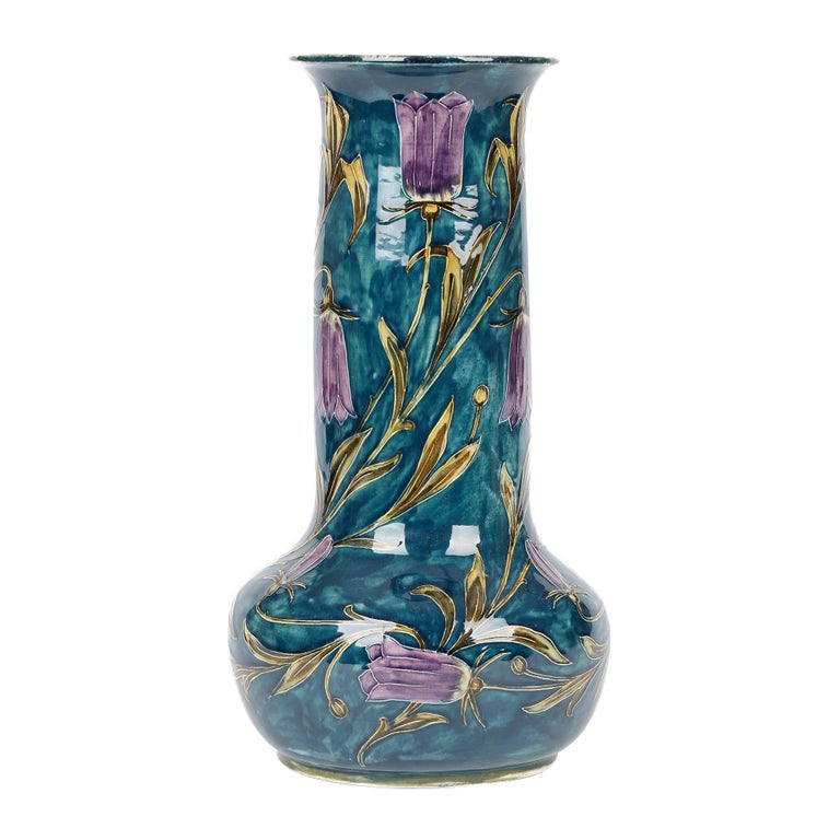 George Cartlidge Morris Ware Large Art Deco Flowering Harebells Vase For Sale