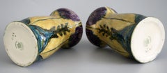 George Cartlidge Pair Hancock Morris Ware Art Deco Pottery Vases with Thistles