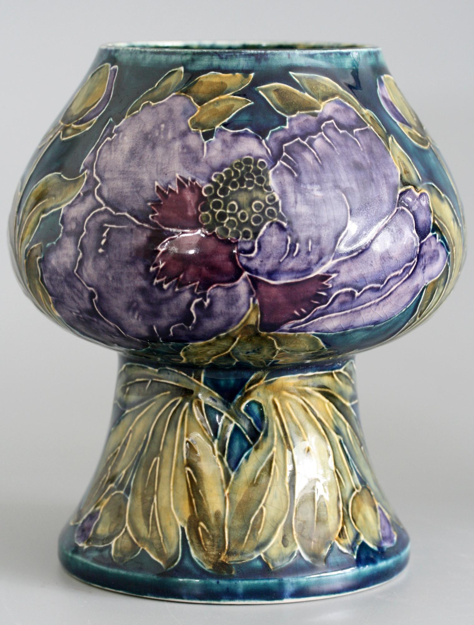 Paar George Cartlidge Hancock Morris Ware Art Deco Vasen mit Mohnblumen bemalt im Angebot 2