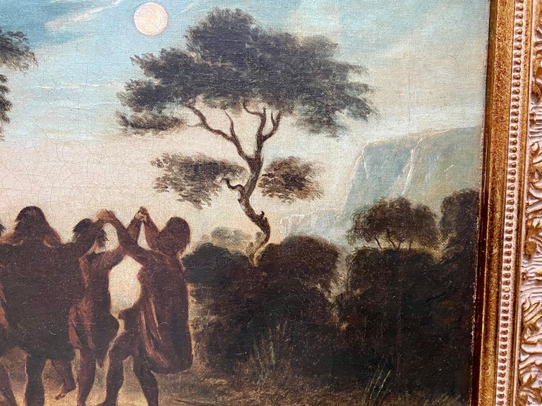 19th century painting of Native Americans - Historical Genre America Wigwam Moon - Hudson River School Painting by George Catlin