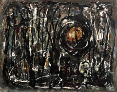 George Cecil Carter 1950s “Warlock” Abstract Expressionist Oil & Metal Foil Pain