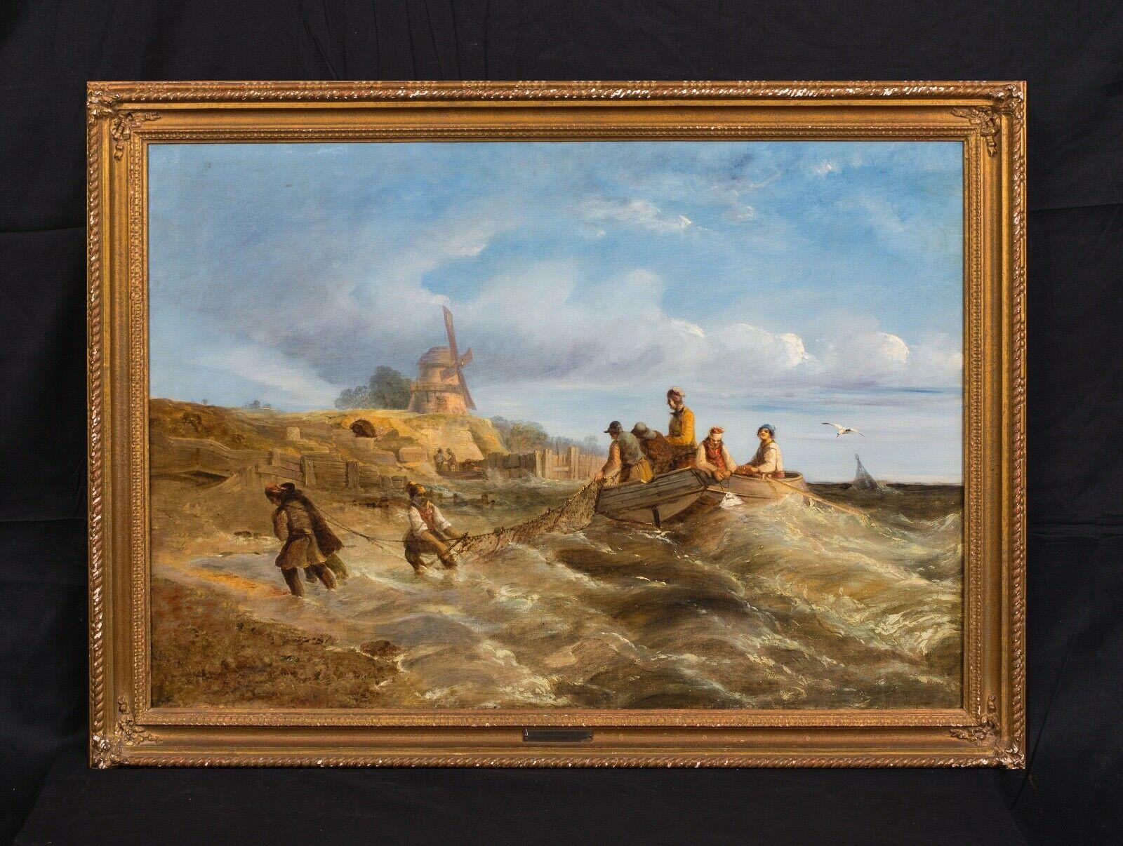 Bringing In The Nets, 19th Century - Painting by George Chambers