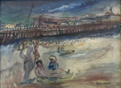 "Strand von Santa Monica, Kalifornien" George Chann, chinesischer Amerikaner, Modernist