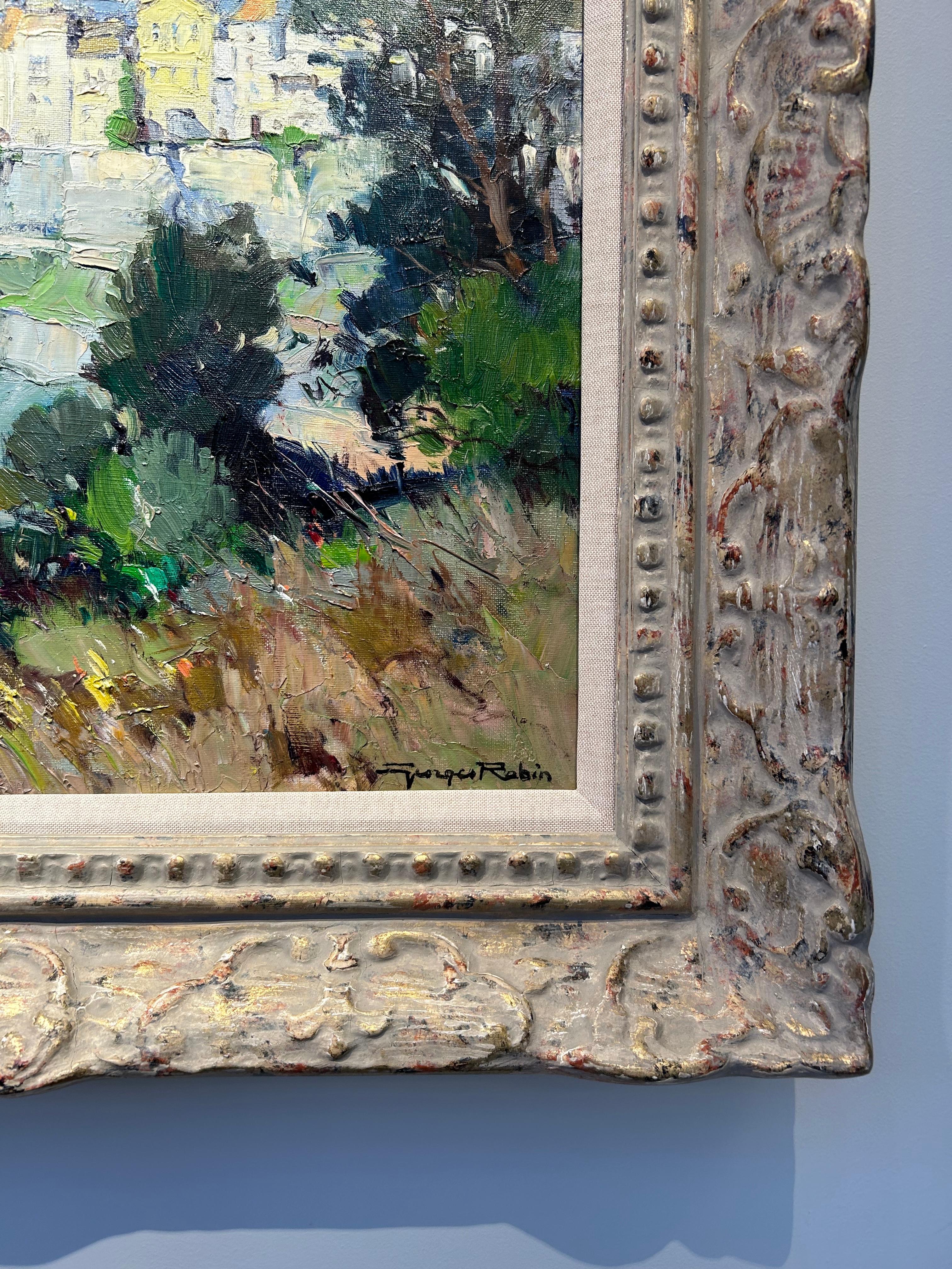 Les Gorges du Loup et Village de Tourette, peinture de paysage de France en vente 1