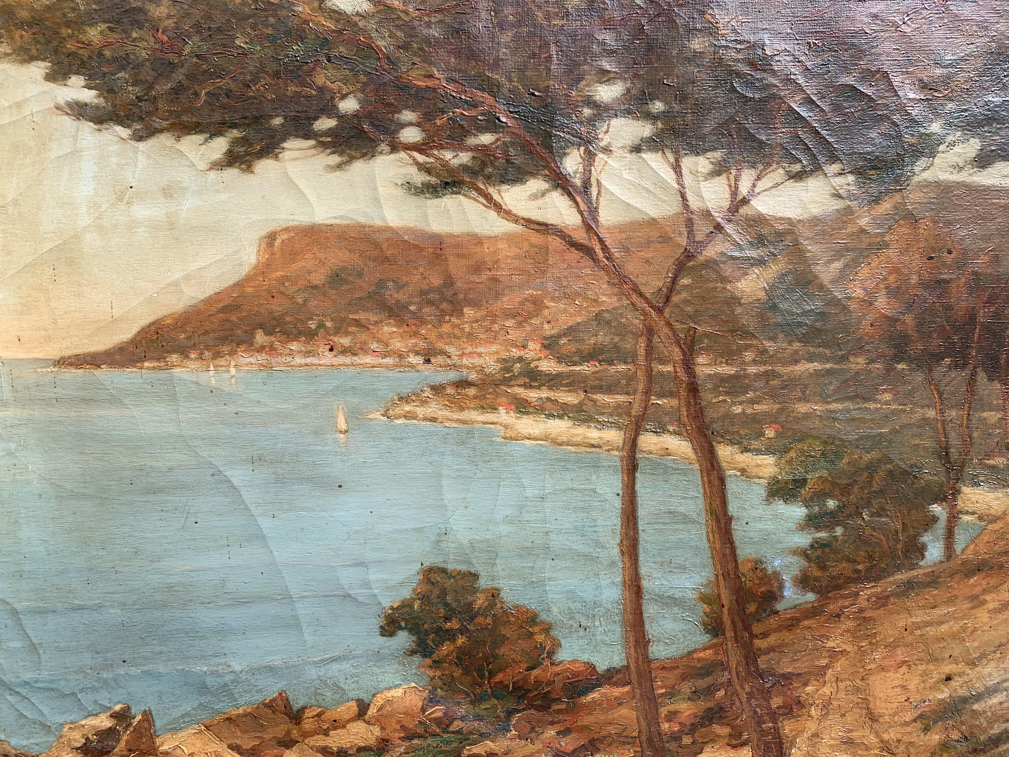 Georges Charpentier (francese, 19°/20°) Dipinto a olio antico, Paesaggio marino costiero - Painting di George Charpentier