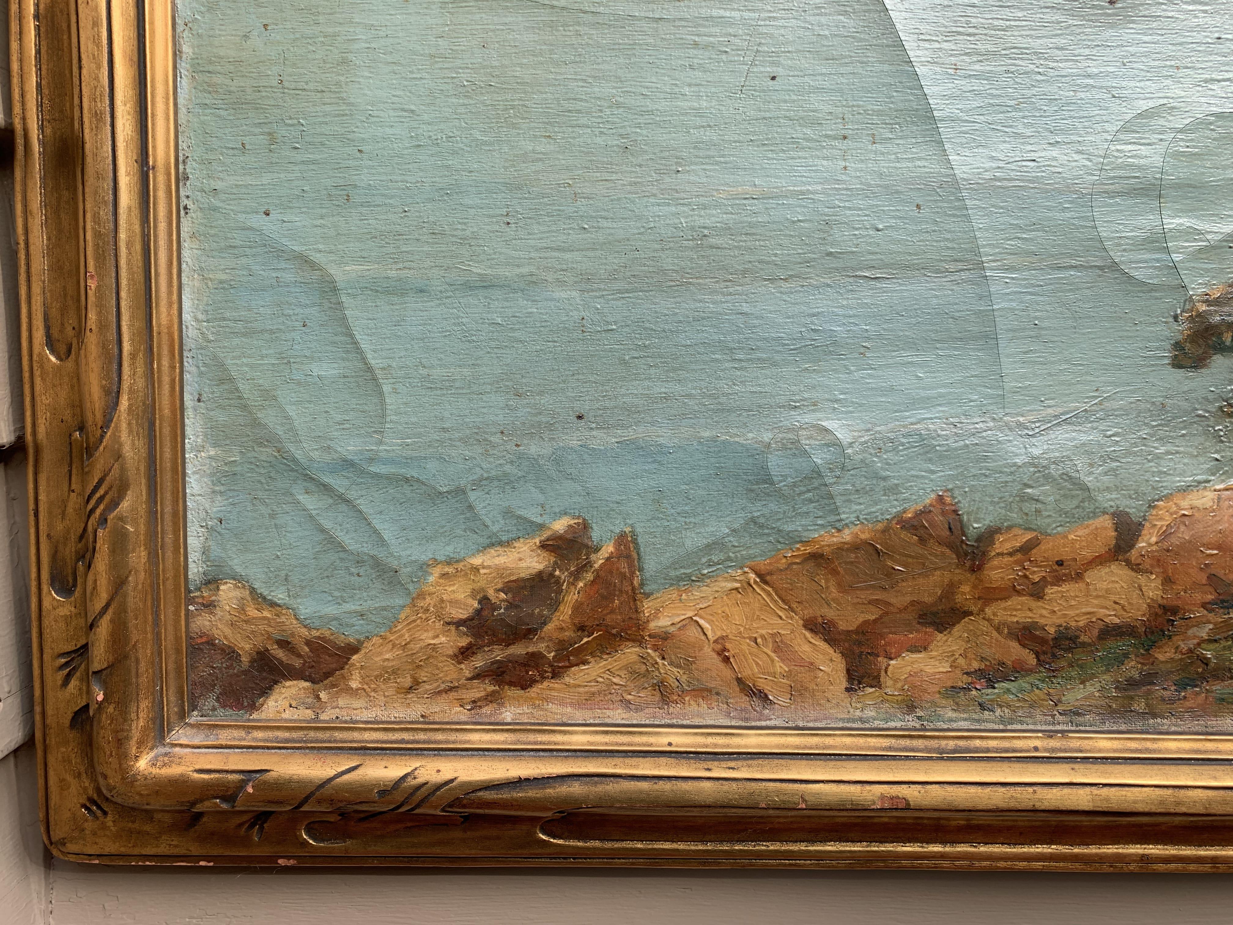 Georges Charpentier (francese, 19°/20°) Dipinto a olio antico, Paesaggio marino costiero - Painting Impressionismo di George Charpentier