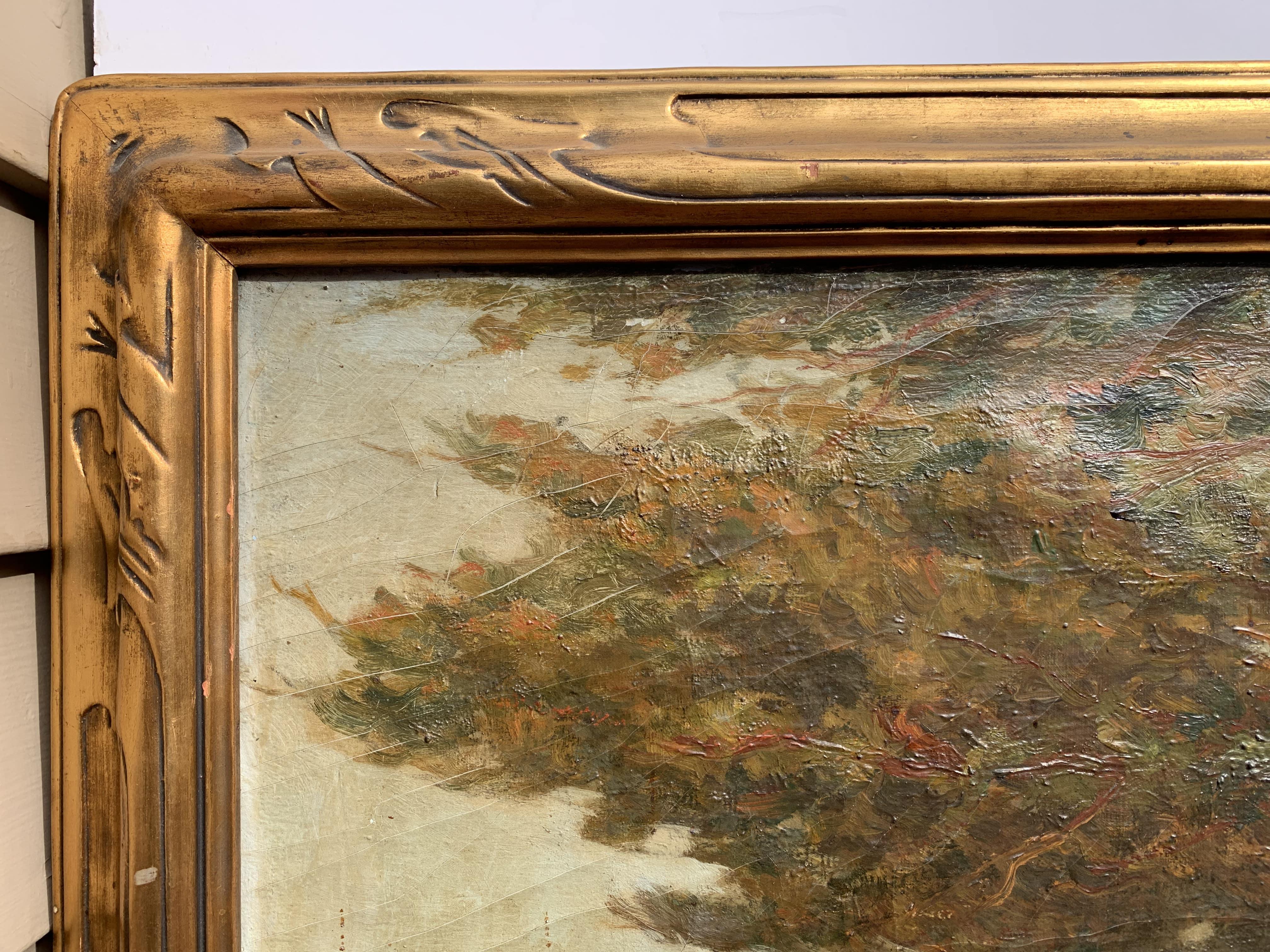 Georges Charpentier (francese, 19°/20°) Dipinto a olio antico, Paesaggio marino costiero - Landscape Painting Marrone di George Charpentier