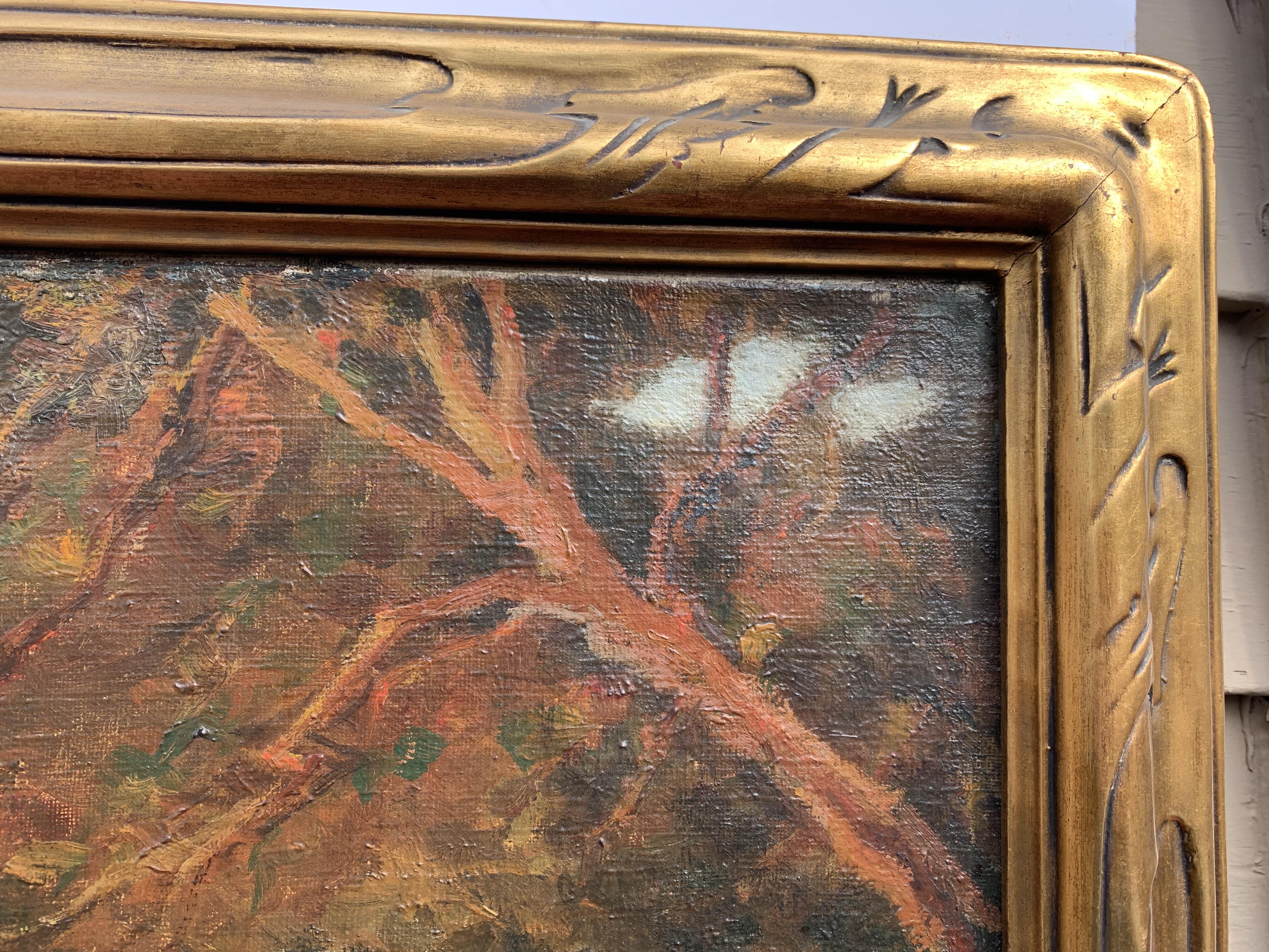 In vendita c'è un antico dipinto originale a olio su tela di grandi dimensioni che raffigura un paesaggio costiero.

Firmato in basso a destra da Georges Charpentier (francese, 19°/20°), datato 18..... e intitolato 