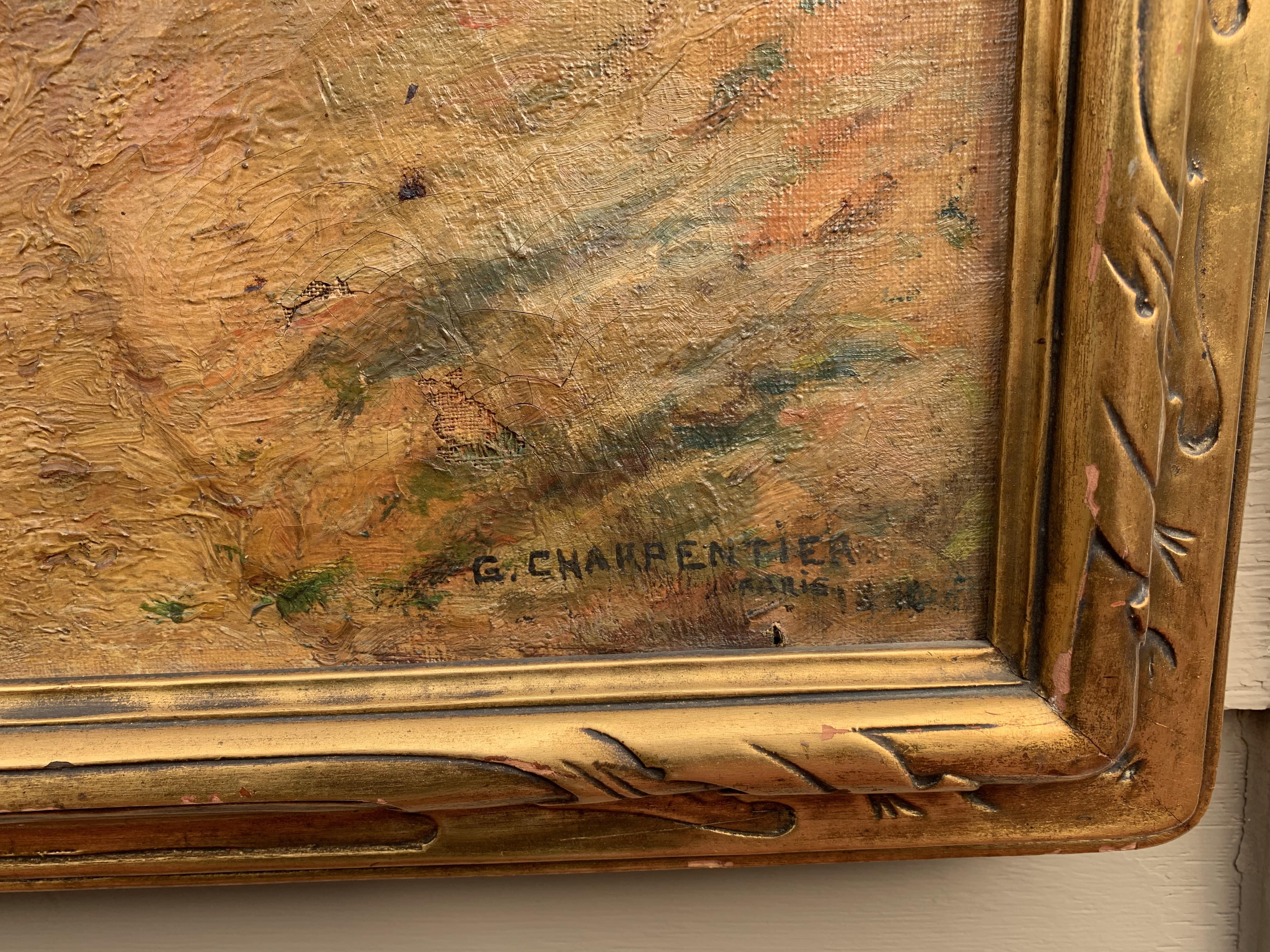 Georges Charpentier (francese, 19°/20°) Dipinto a olio antico, Paesaggio marino costiero 1