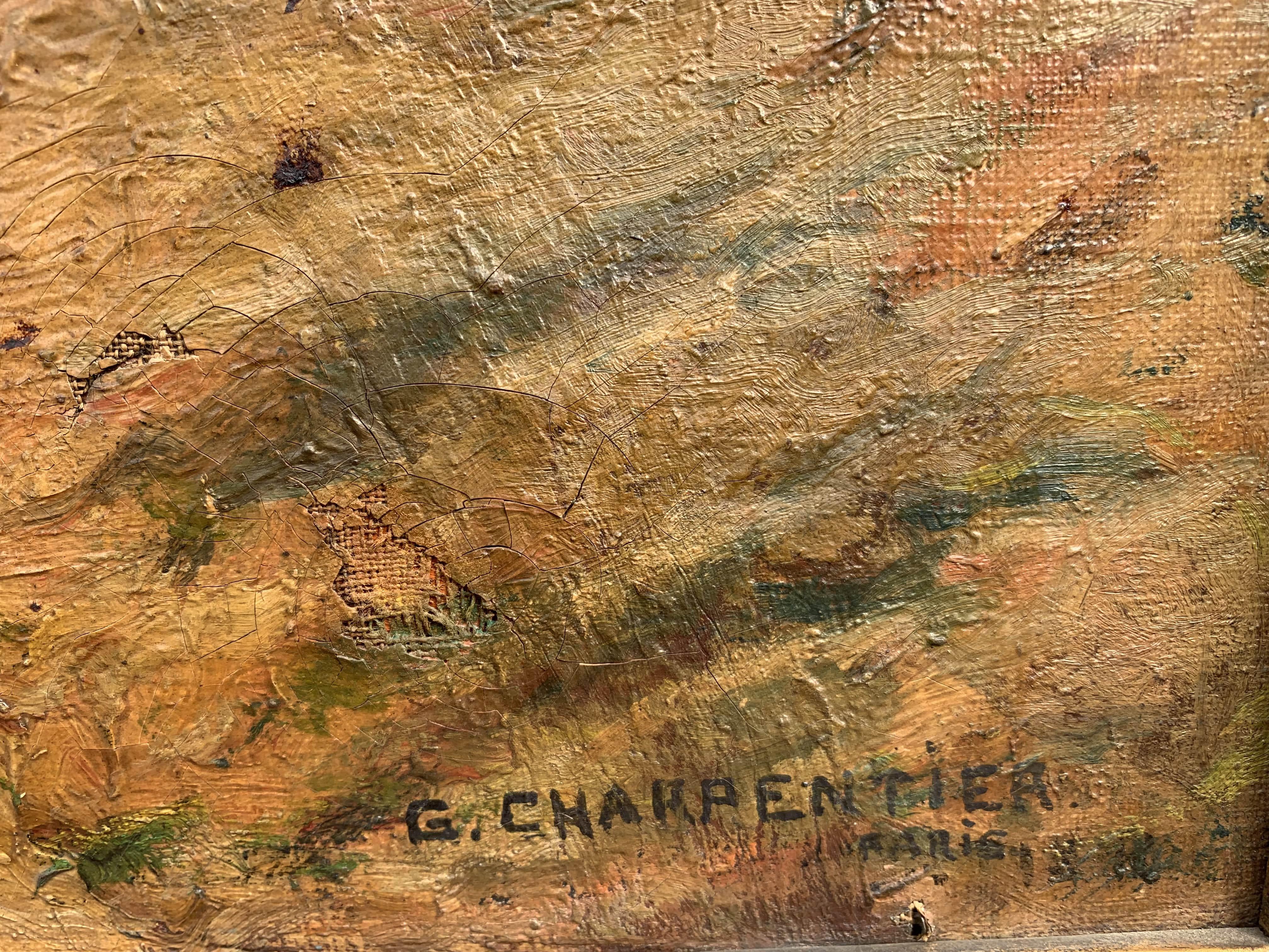 Georges Charpentier (francese, 19°/20°) Dipinto a olio antico, Paesaggio marino costiero 2