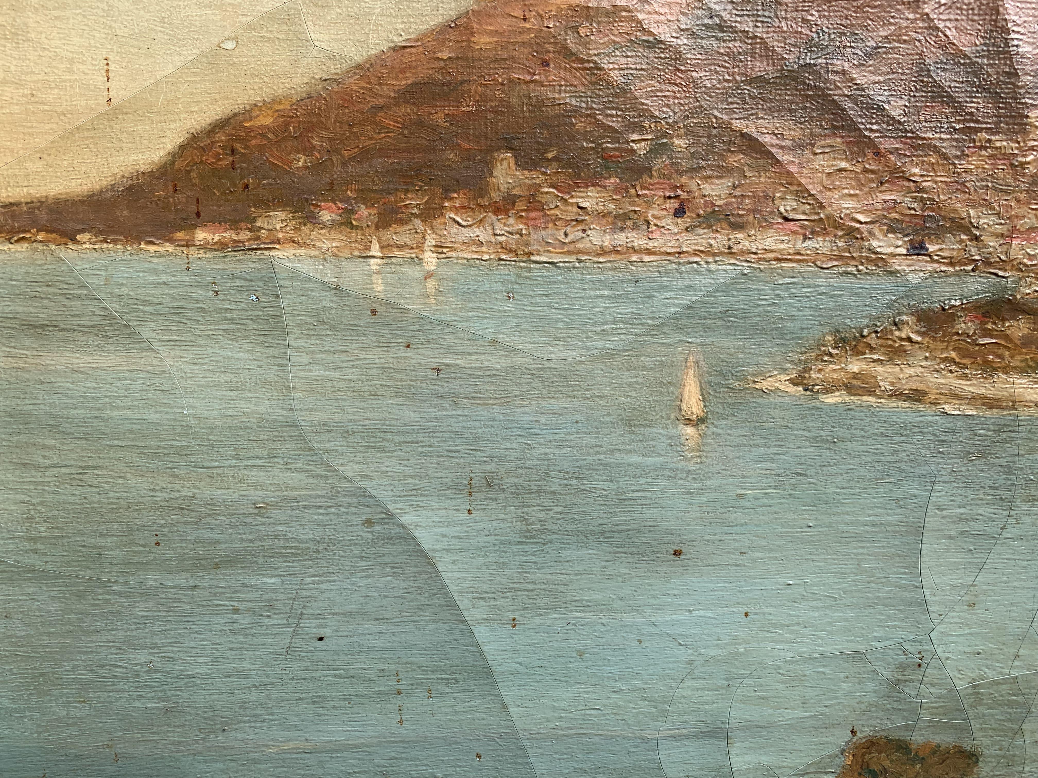 Georges Charpentier (francese, 19°/20°) Dipinto a olio antico, Paesaggio marino costiero 3