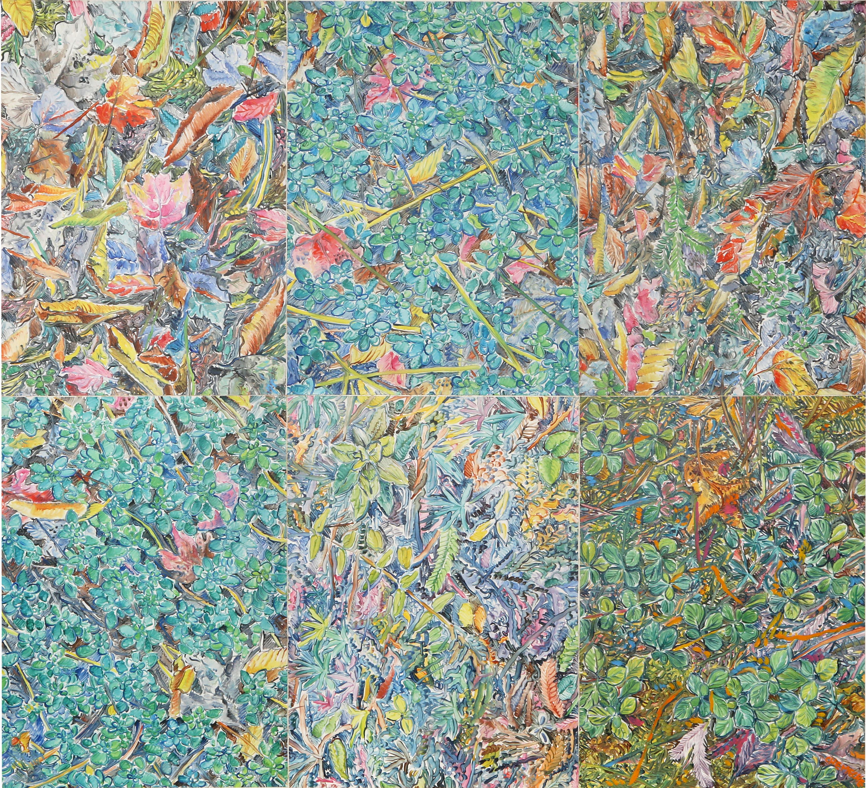 Giardino fiorito composto, quadro di grandi dimensioni di George Chemeche in vendita 1