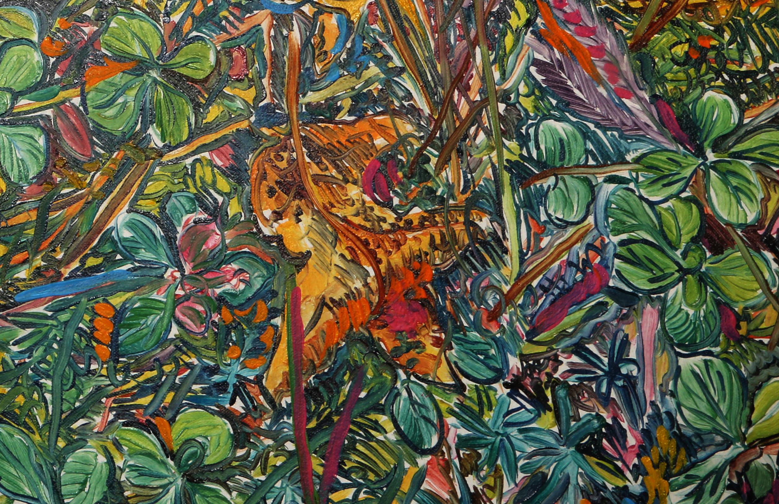 Giardino fiorito composto, quadro di grandi dimensioni di George Chemeche in vendita 2