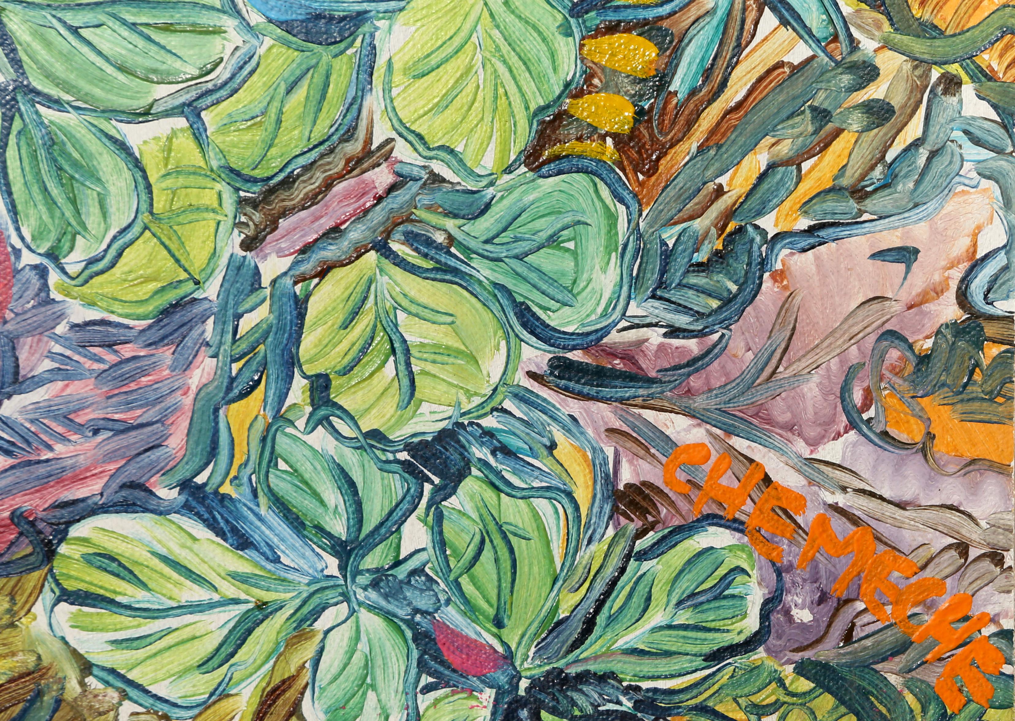 Giardino fiorito composto, quadro di grandi dimensioni di George Chemeche in vendita 3