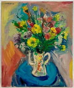 Pintura al óleo moderna expresionista francesa israelí Hotel Chelsea, George Chemeche