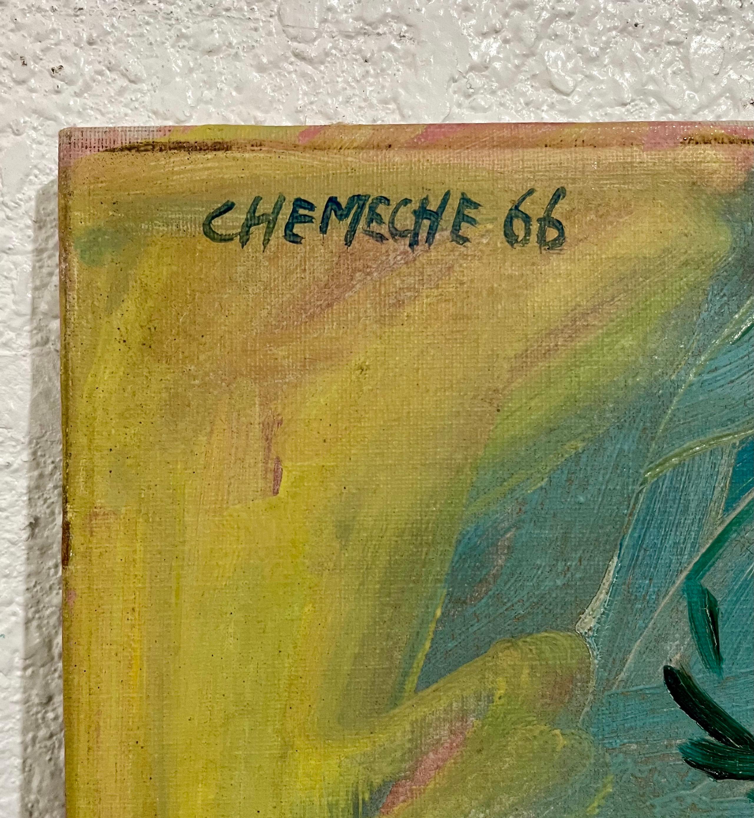 Expressionist French Israeli Modern Oil Painting Chelsea Hotel, George Chemeche im Angebot 2
