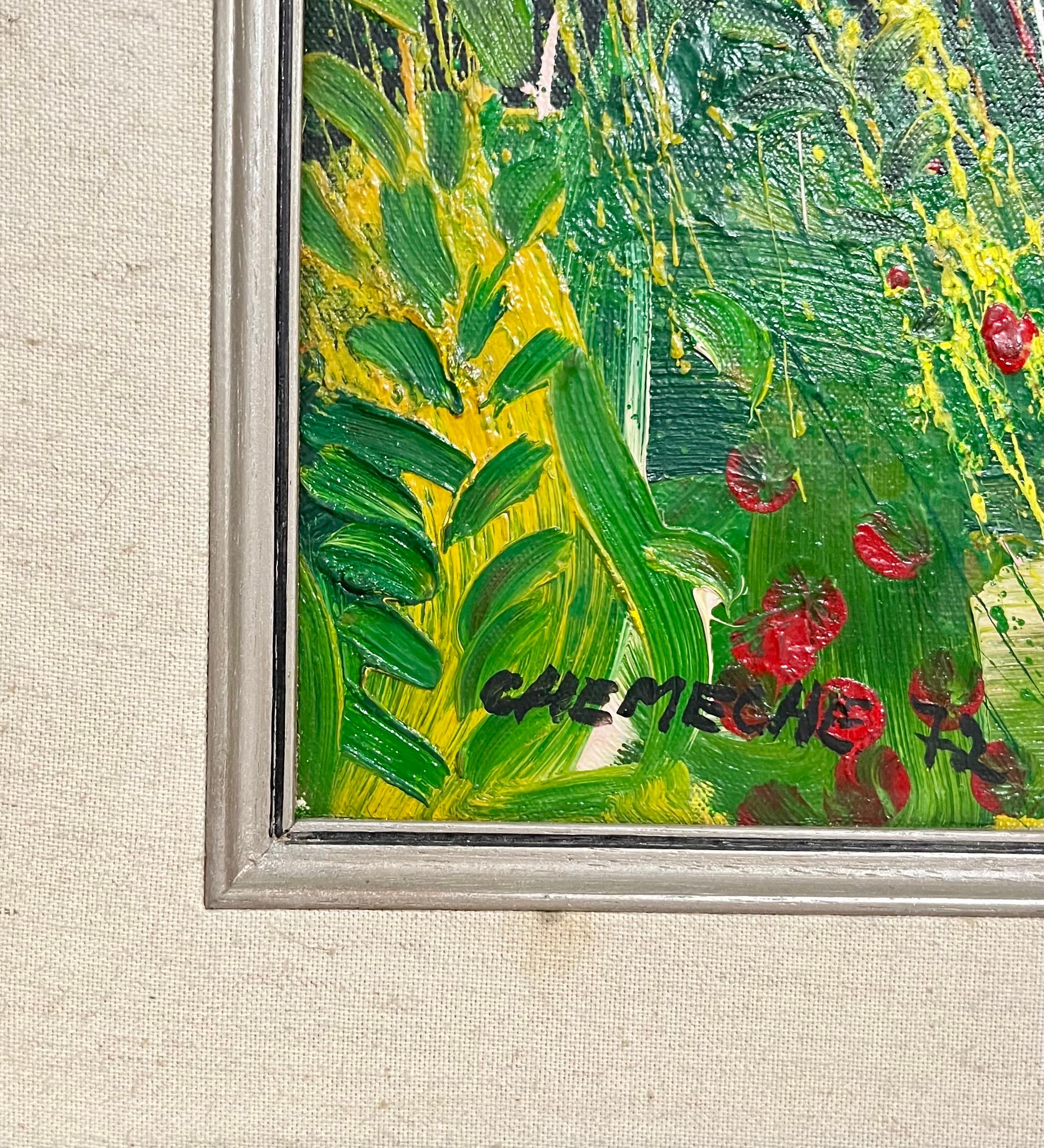 Dies ist ein helles, farbenfrohes Ölgemälde eines chassidischen Musikers in der heiligen Stadt Jerusalem, Israel
1972,  
Öl auf Leinwand, 
29 x 26 Zoll   
Handsigniert und datiert.

George Chemeche, Maler und Bildhauer, geboren 1934 in Basra, Irak.