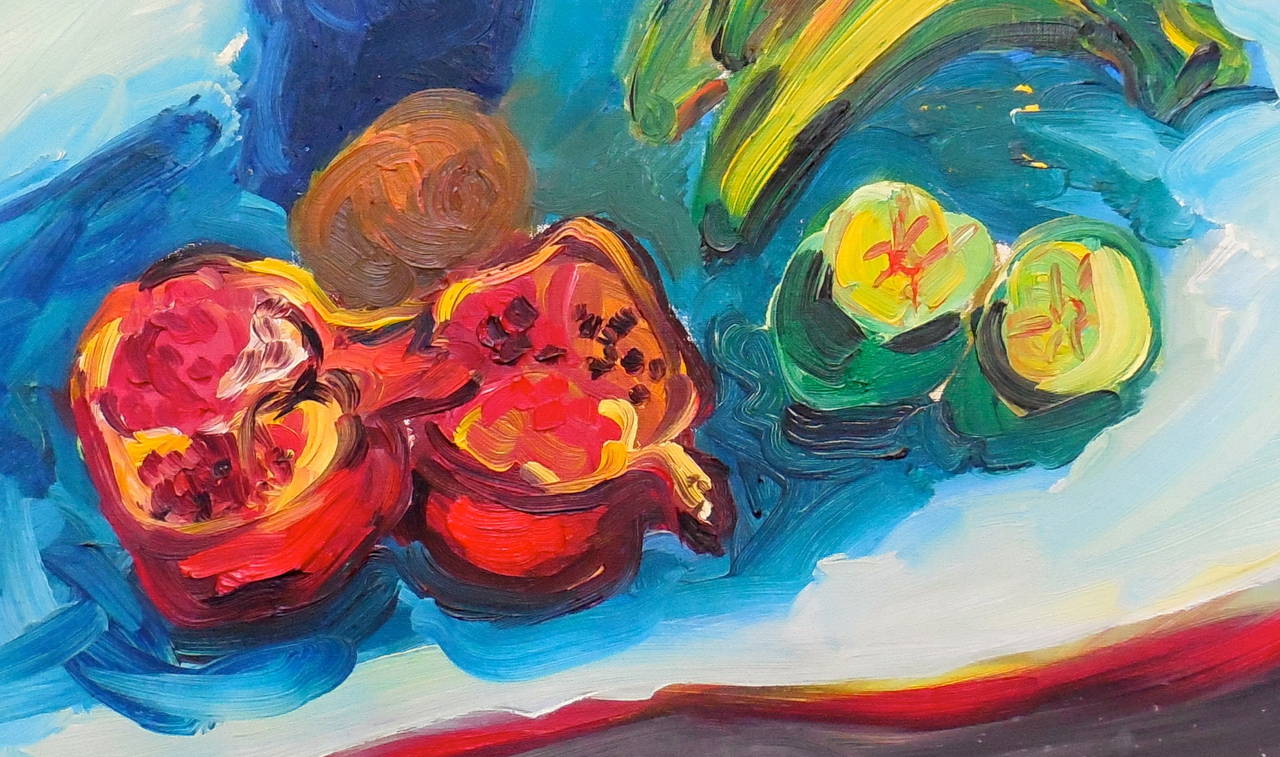 Nature morte sur table avec fruits - Painting de George Chemeche