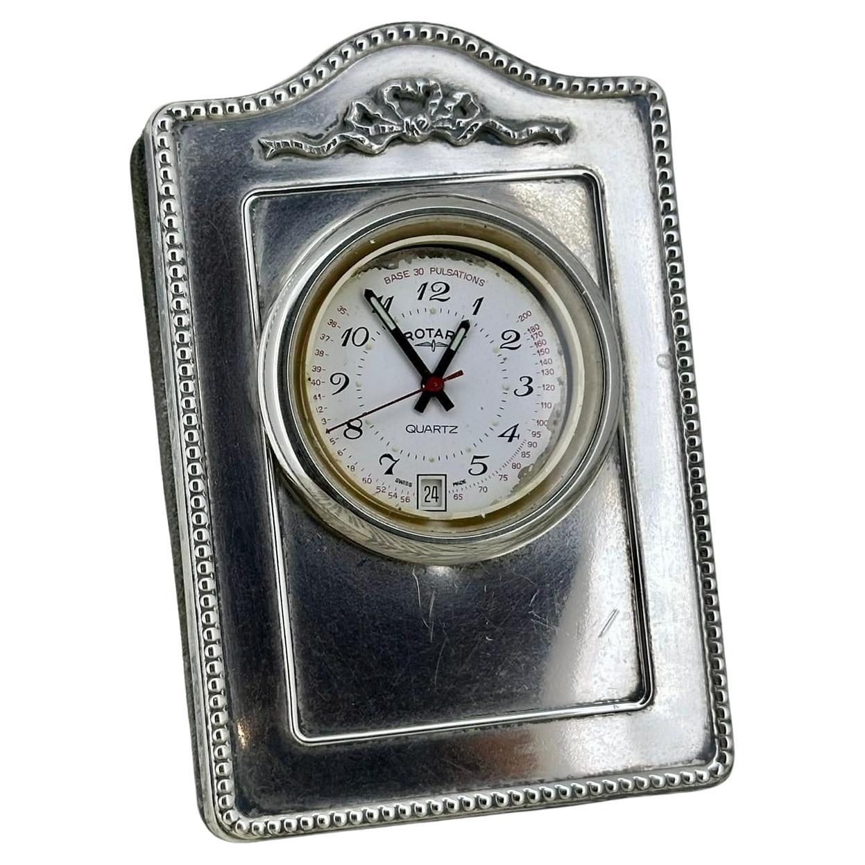 George & Christopher Kitney of London c1993 Silver Rotary Desk Travel Clock