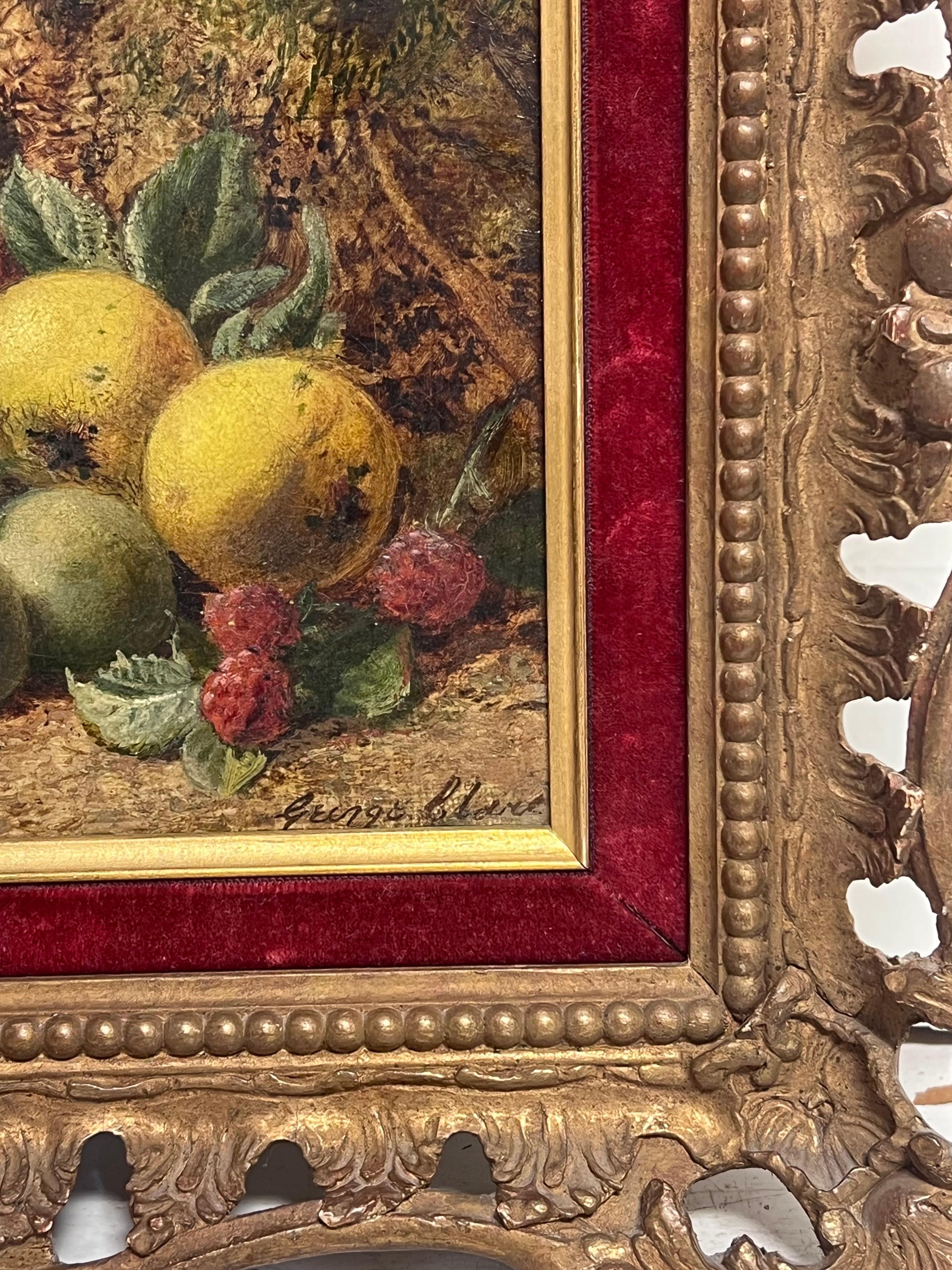 Fine Victorian English Still Life Oil Painting Fruit on the Ground Beautiful For Sale 8