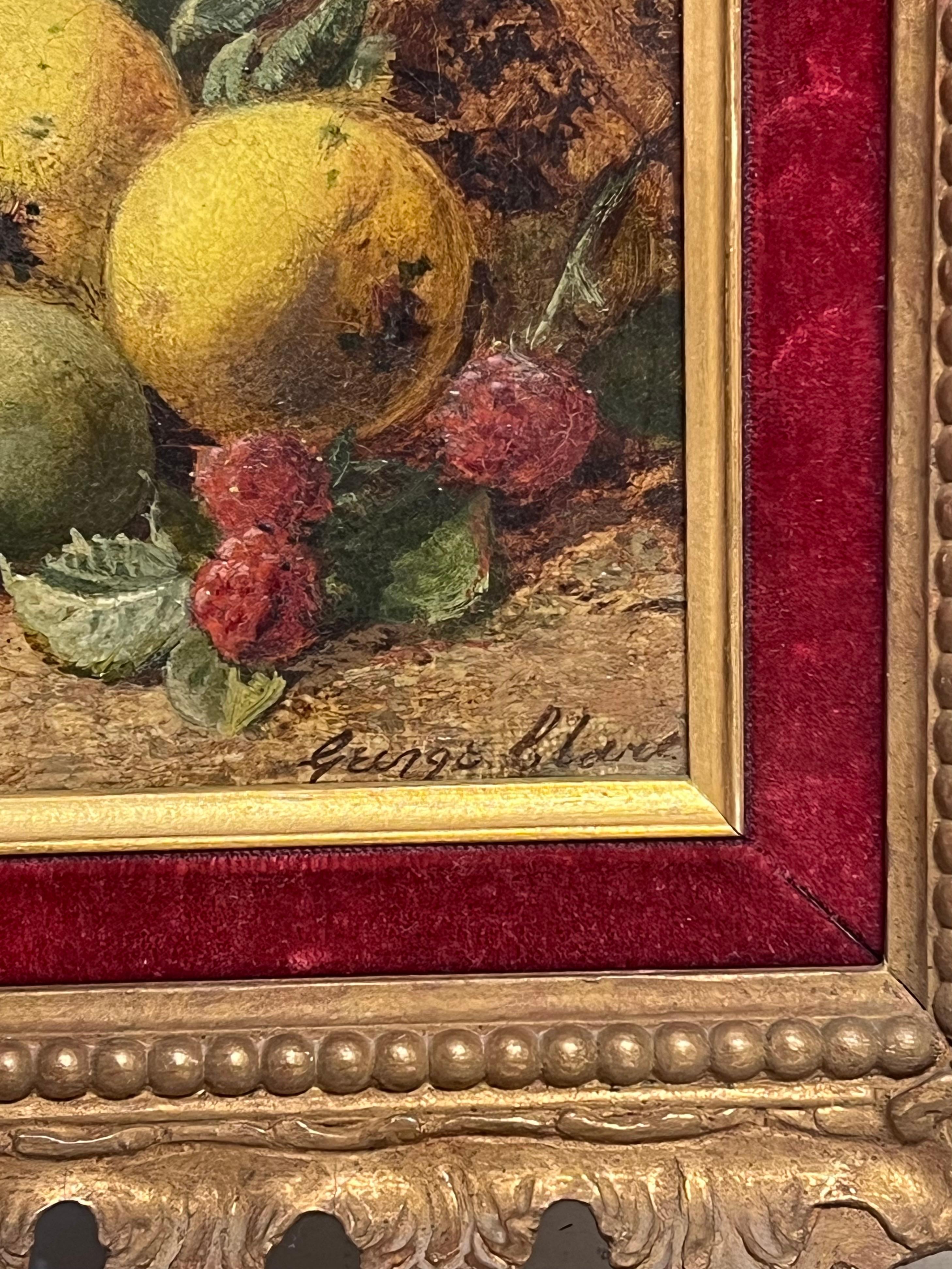 Fine Victorian English Still Life Oil Painting Fruit on the Ground Beautiful For Sale 9