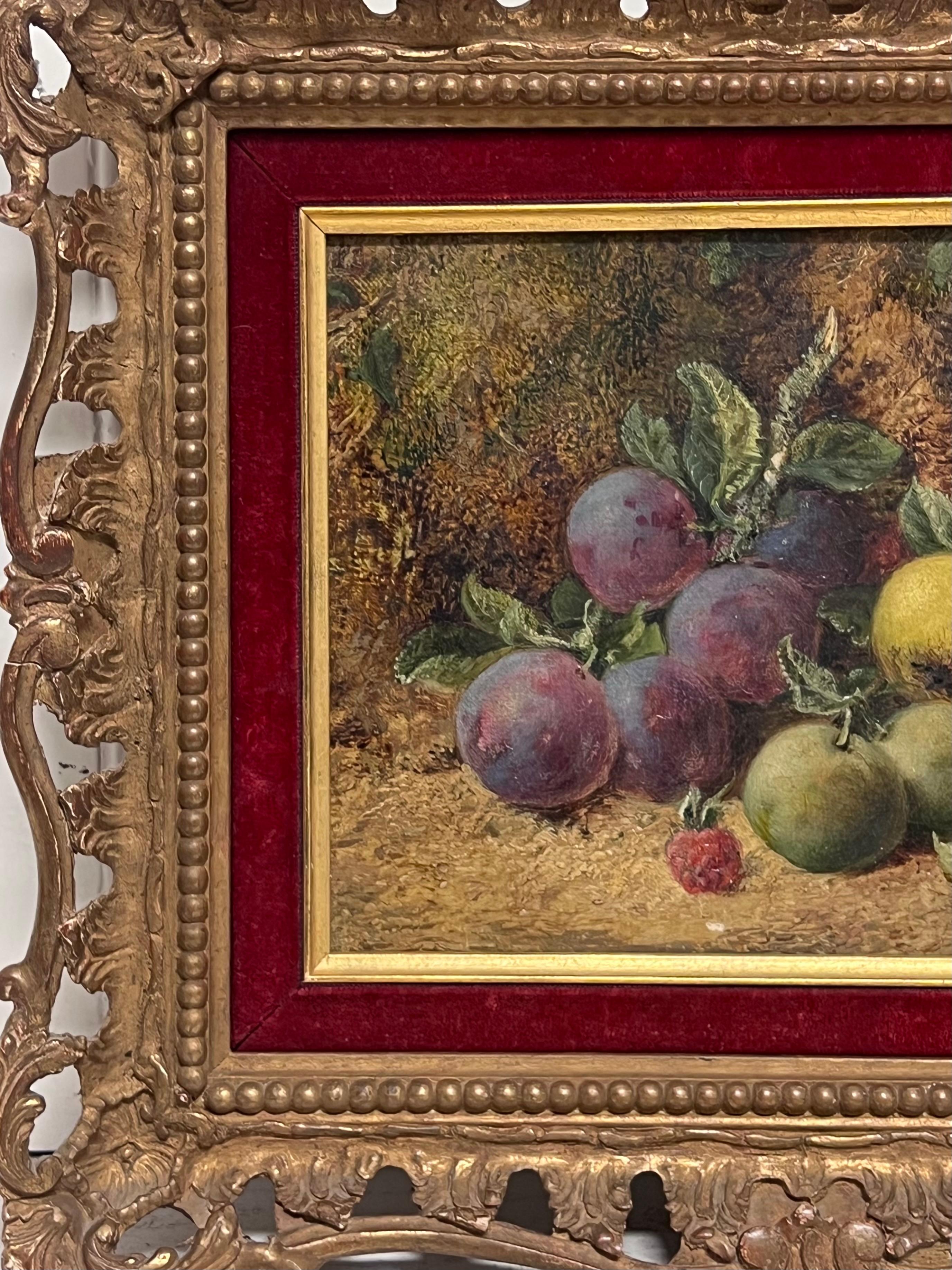 Fine Victorian English Still Life Oil Painting Fruit on the Ground Beautiful For Sale 10