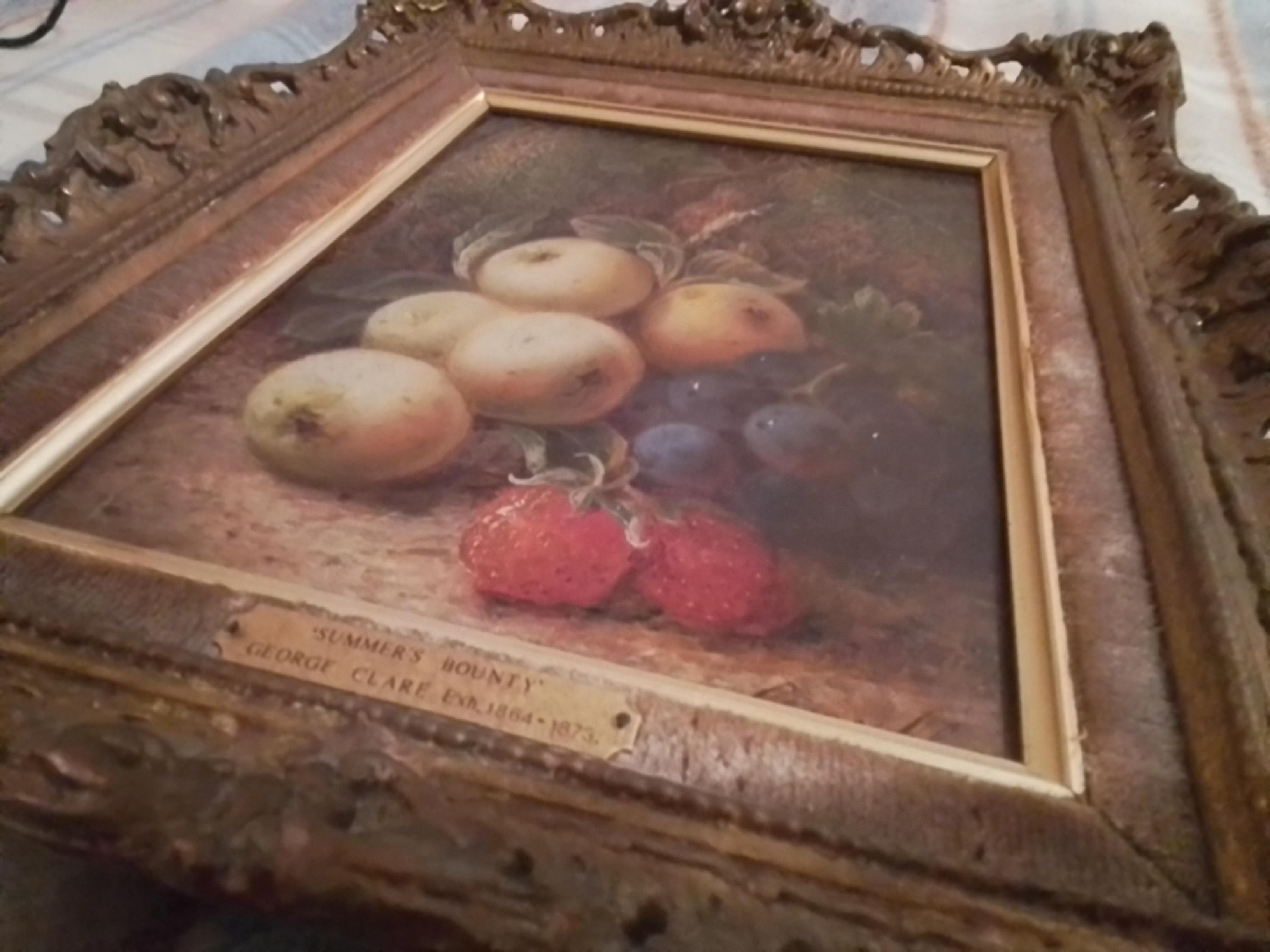 Vintage oil painting by Vincent Clare - fruit and apples oil signed For Sale 5