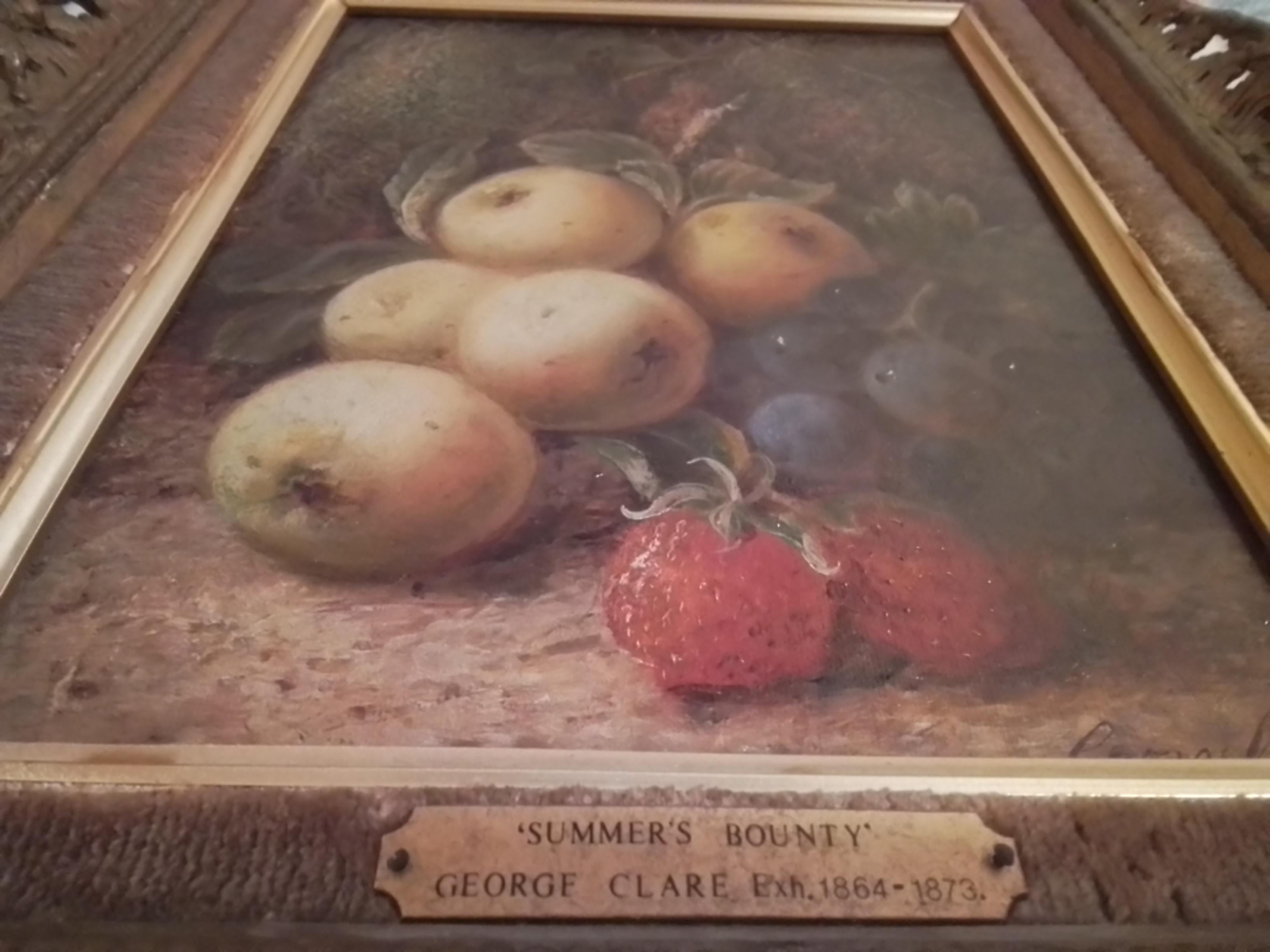 Vintage oil painting by Vincent Clare - fruit and apples oil signed For Sale 6