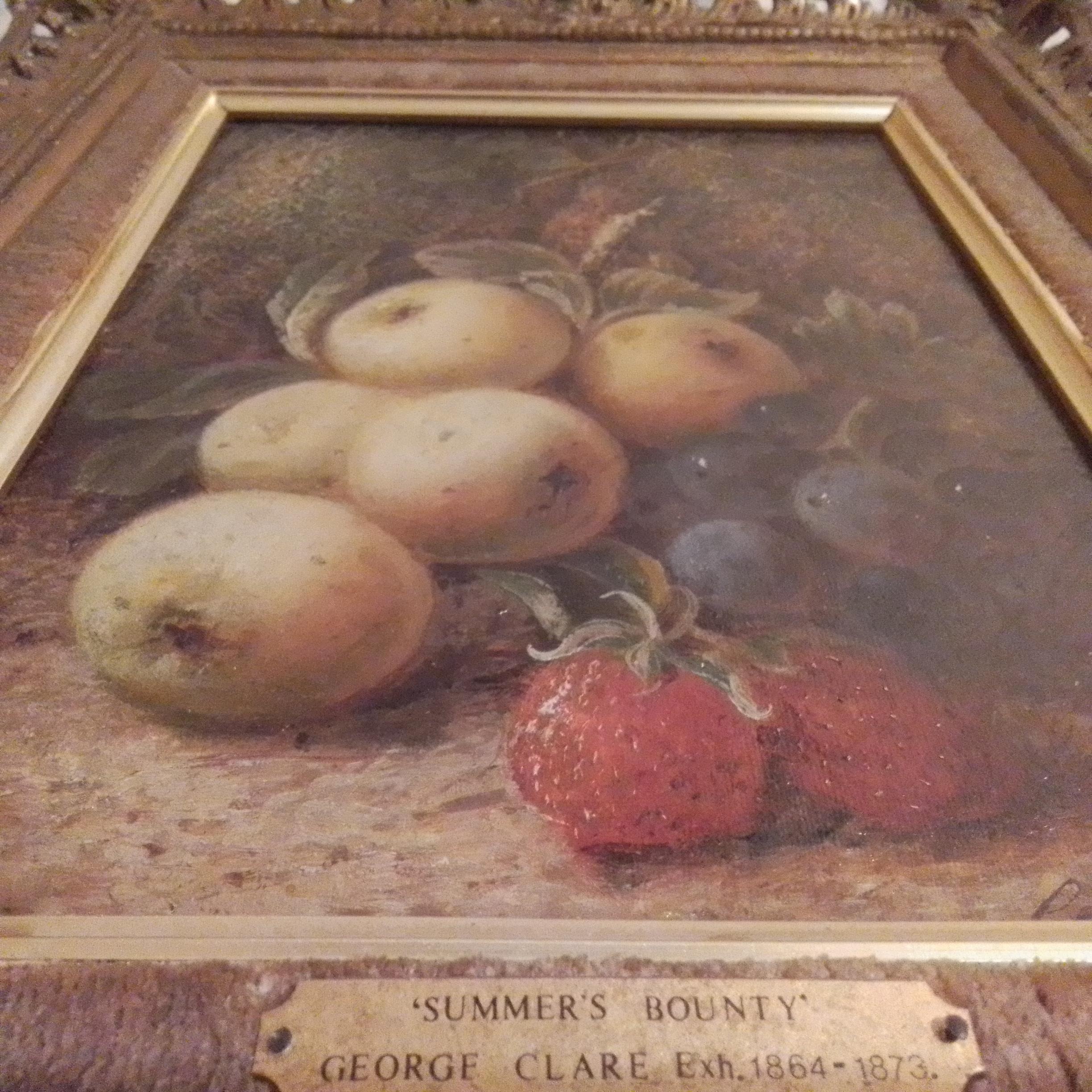 Vintage oil painting by Vincent Clare - fruit and apples oil signed For Sale 3