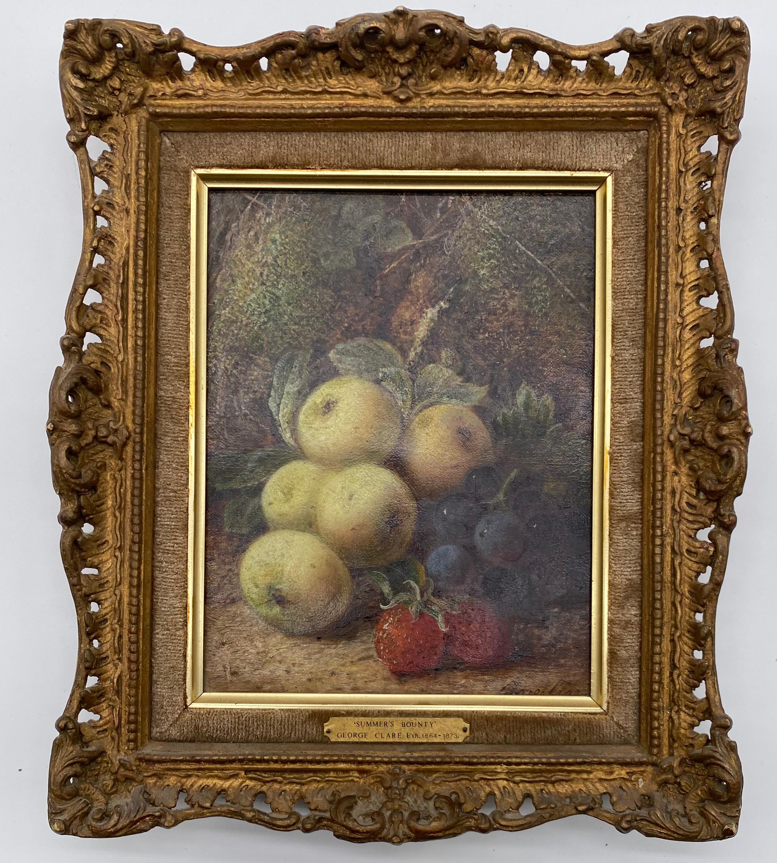 Vintage oil painting by Vincent Clare - fruit and apples oil signed - Art by George Clare