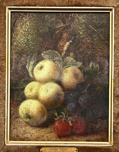 Vintage oil painting by Vincent Clare - fruit and apples oil signed