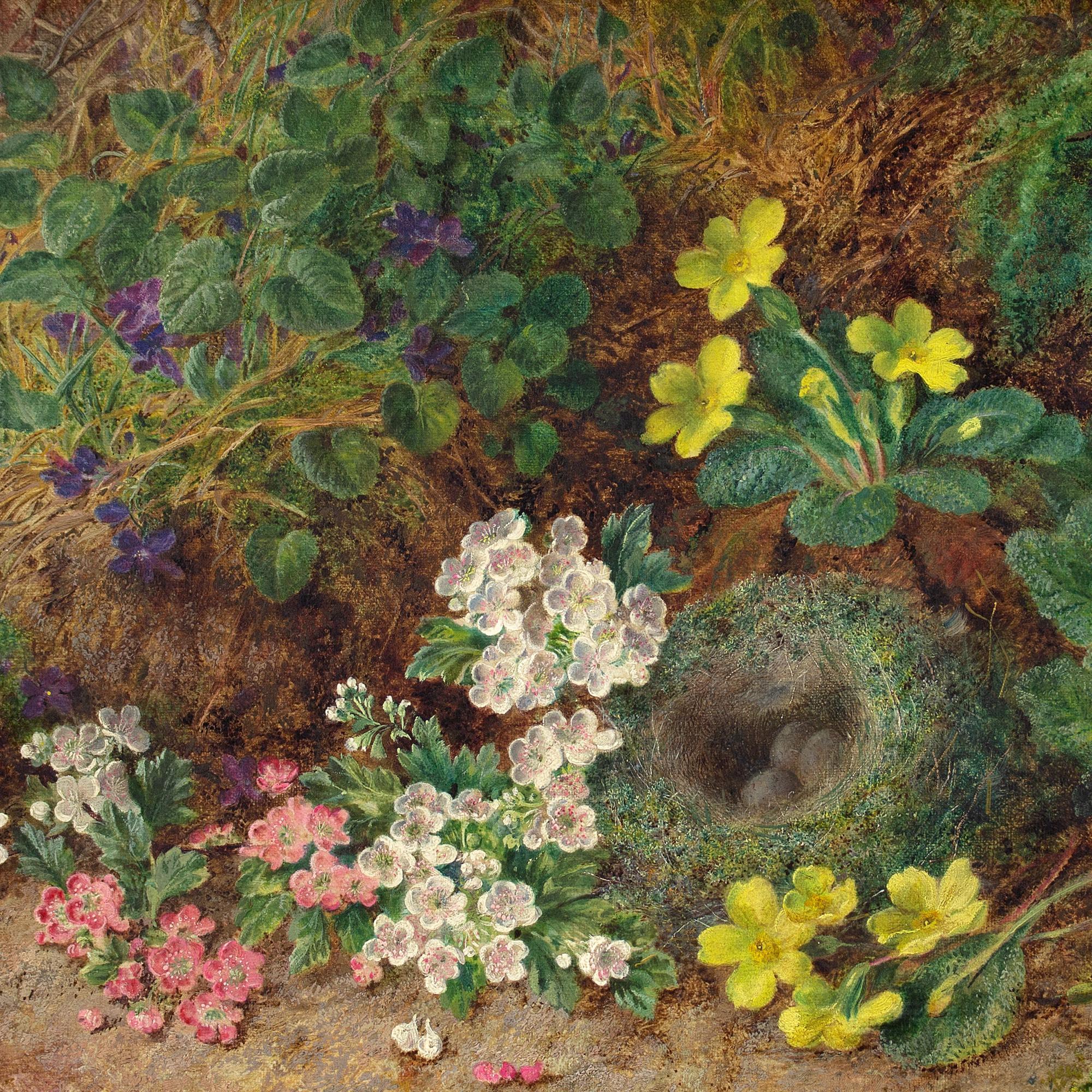 George Clare, Still Life With Primroses, Bird’s Nest & Mossy Bank 6