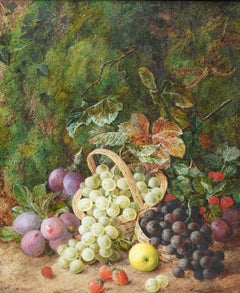 Natura morta di frutta - Natura morta britannica del XIX secolo, arte vittoriana, pittura a olio