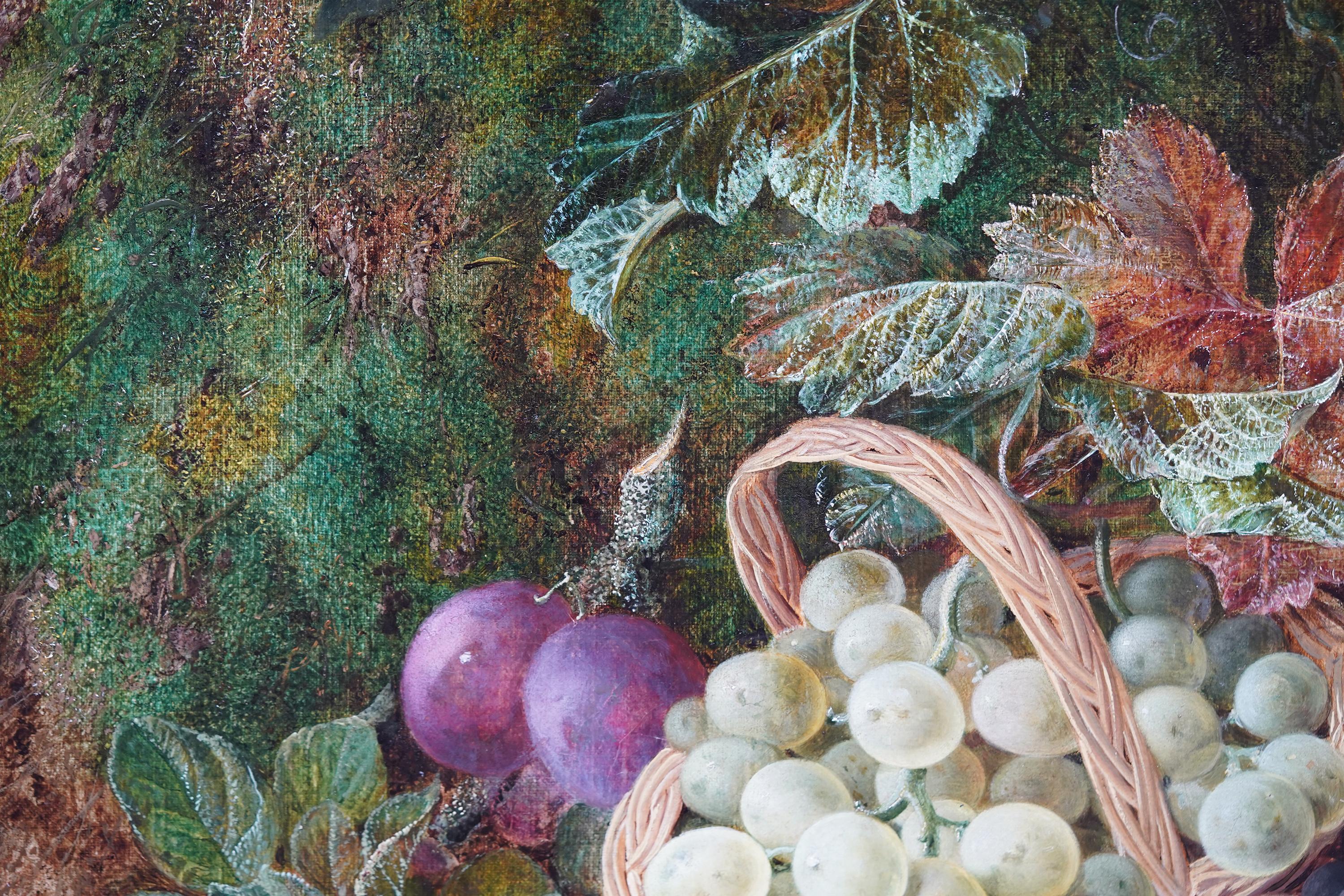 Natura morta di frutta - Natura morta britannica del XIX secolo, arte vittoriana, pittura a olio - Still-Life Painting Marrone di George Clare