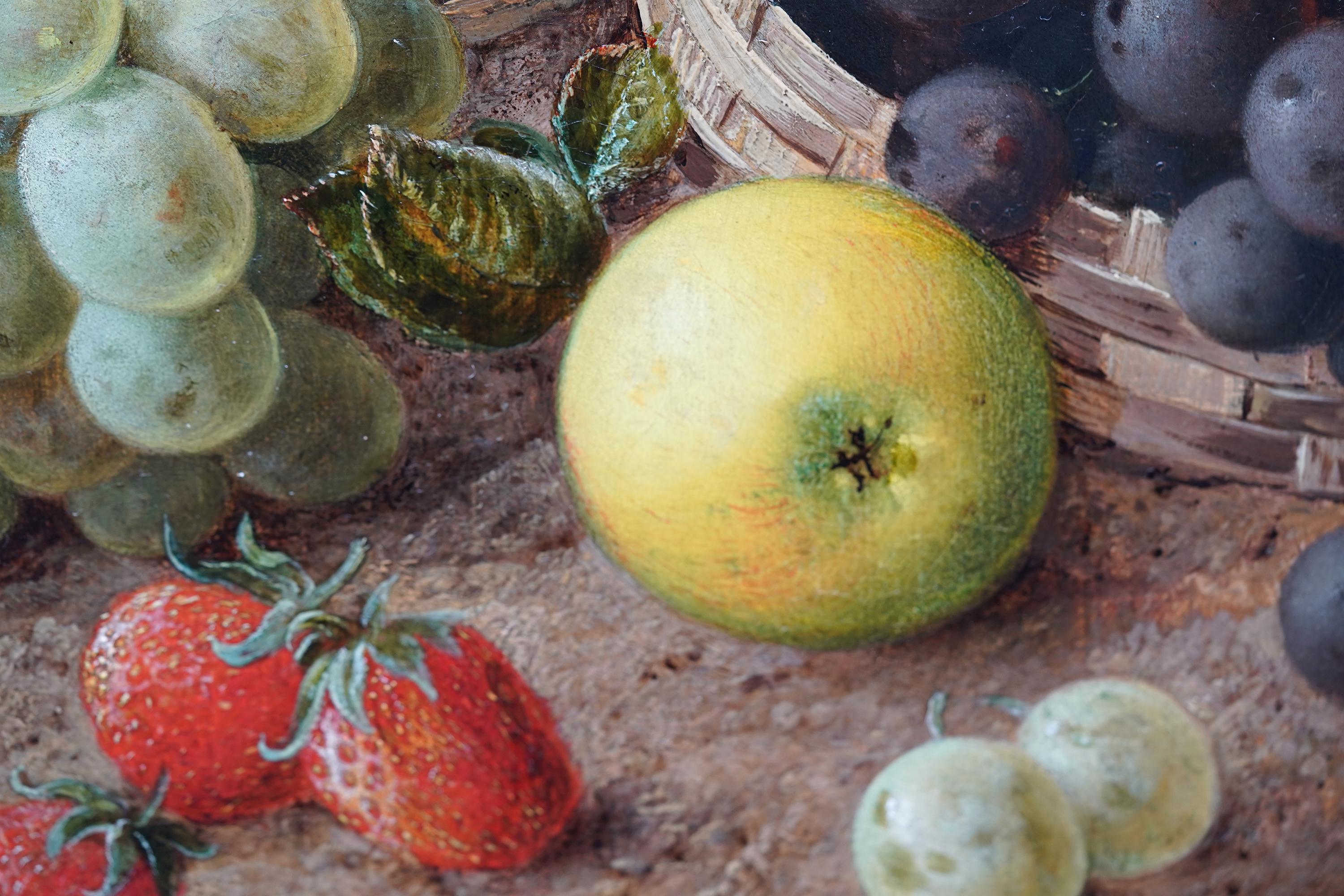 Natura morta di frutta - Natura morta britannica del XIX secolo, arte vittoriana, pittura a olio in vendita 3