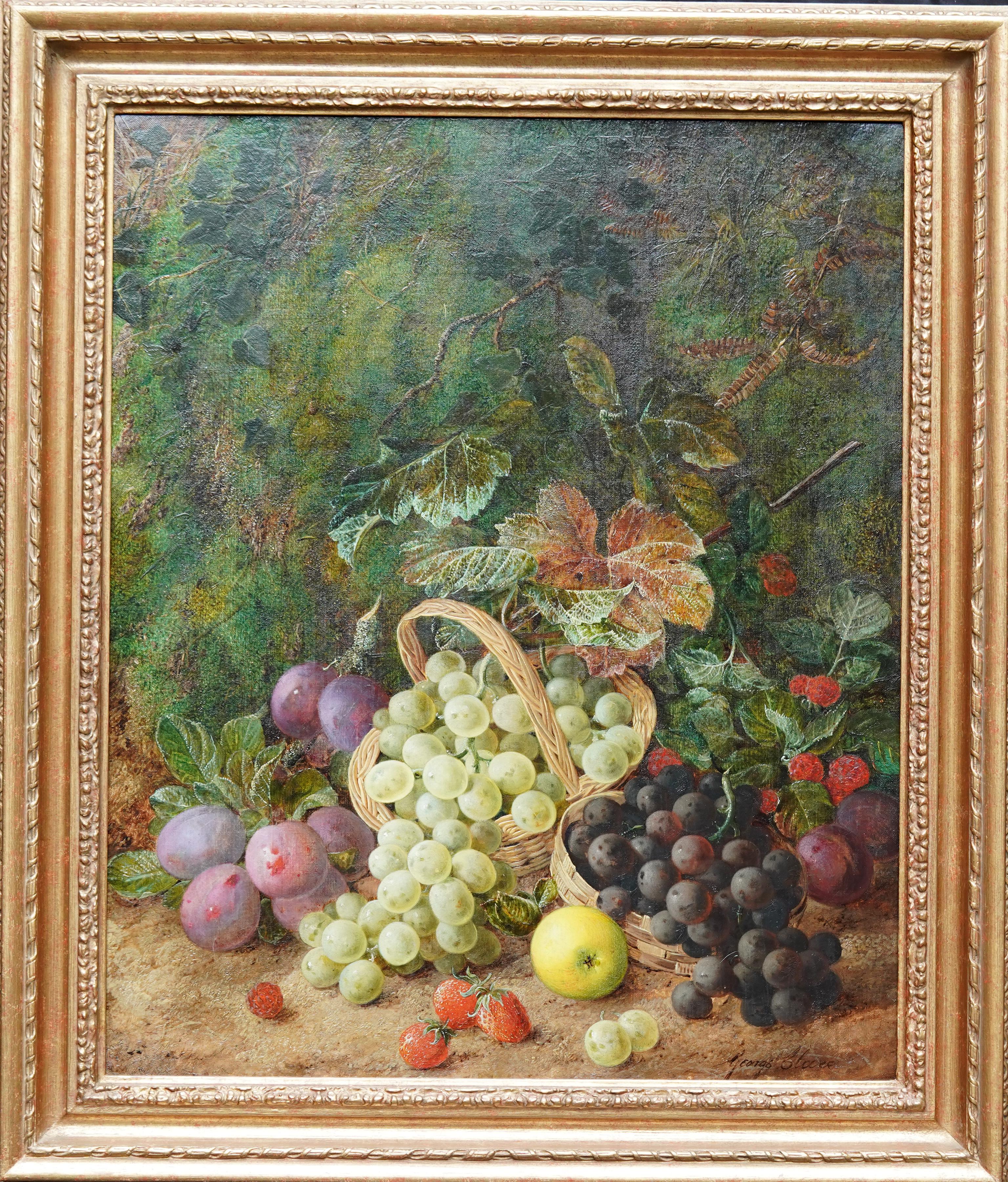 George Clare Still-Life Painting - Still Life of Fruit - British 19th century Victorian art oil painting still Life