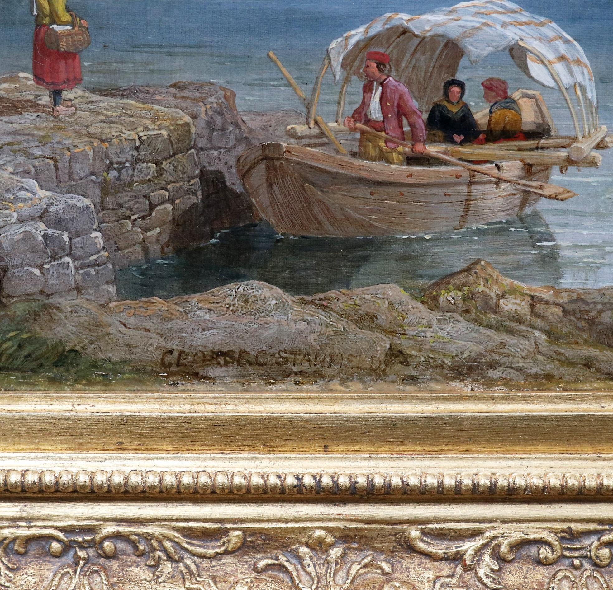 Castelli di Cannero, Lac Majeur - Huile sur toile des lacs italiens du 19e siècle en vente 5