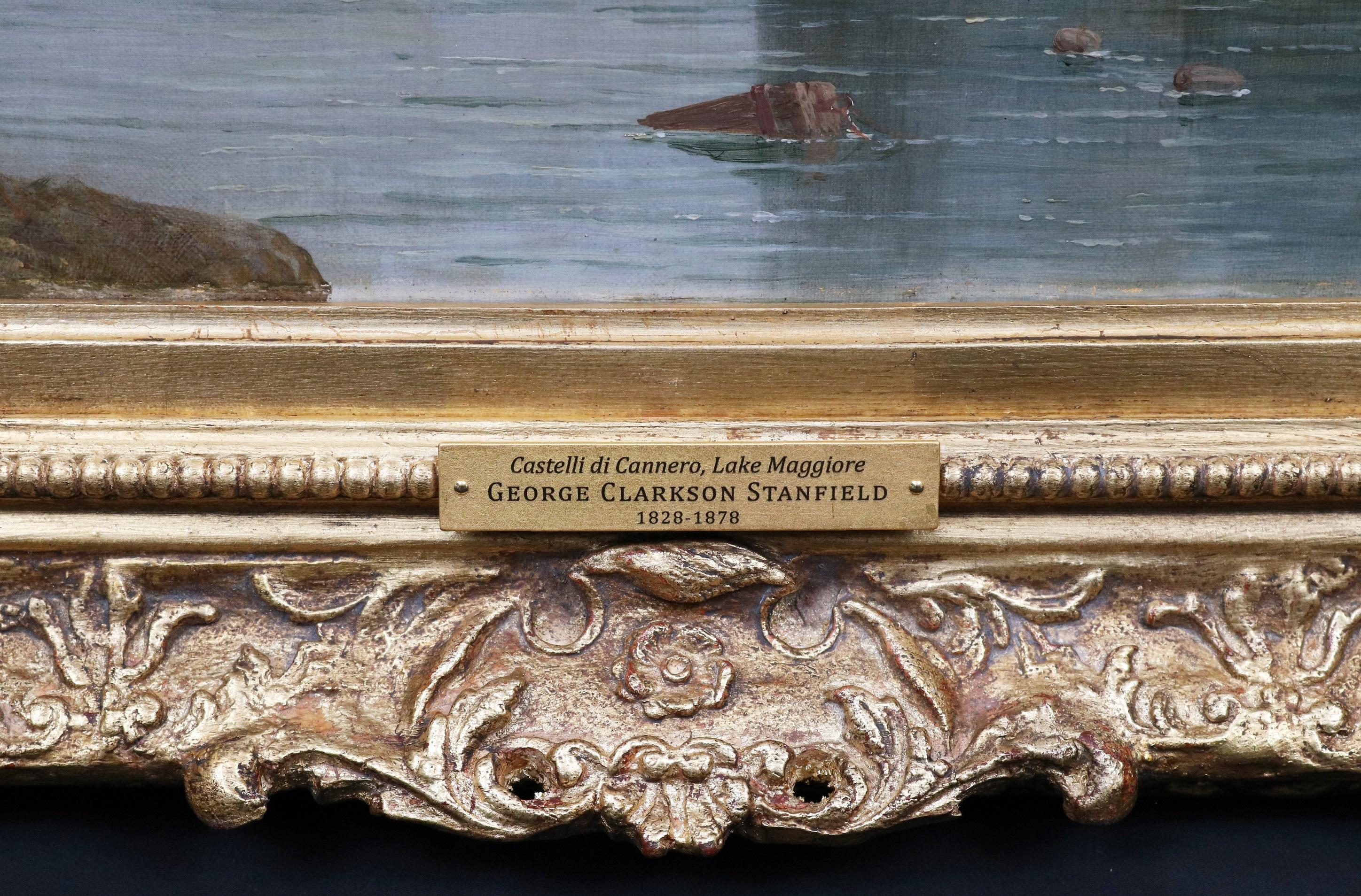 Castelli di Cannero, Lac Majeur - Huile sur toile des lacs italiens du 19e siècle en vente 6