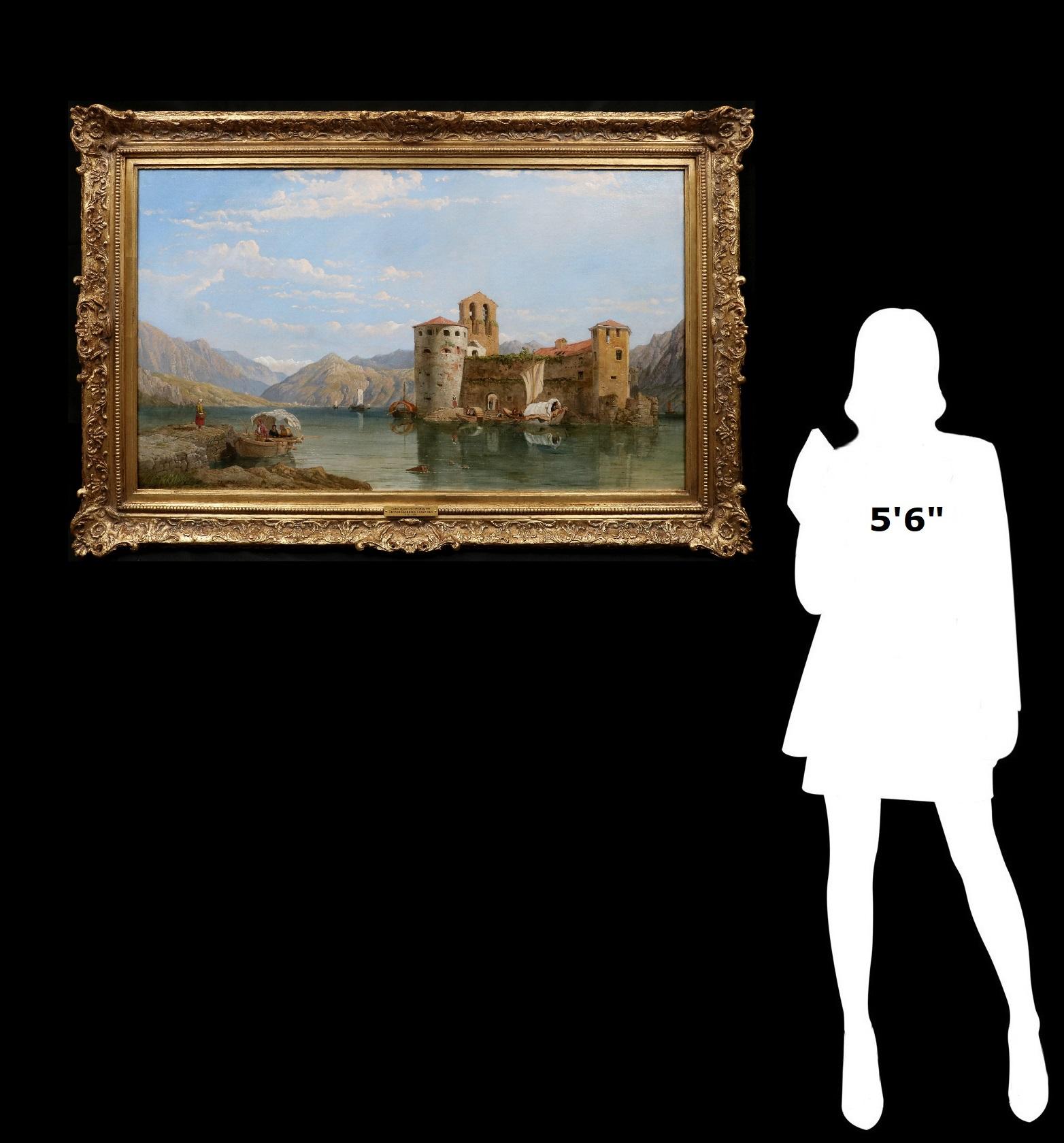 Castelli di Cannero, Lac Majeur - Huile sur toile des lacs italiens du 19e siècle - École anglaise Painting par George Clarkson Stanfield