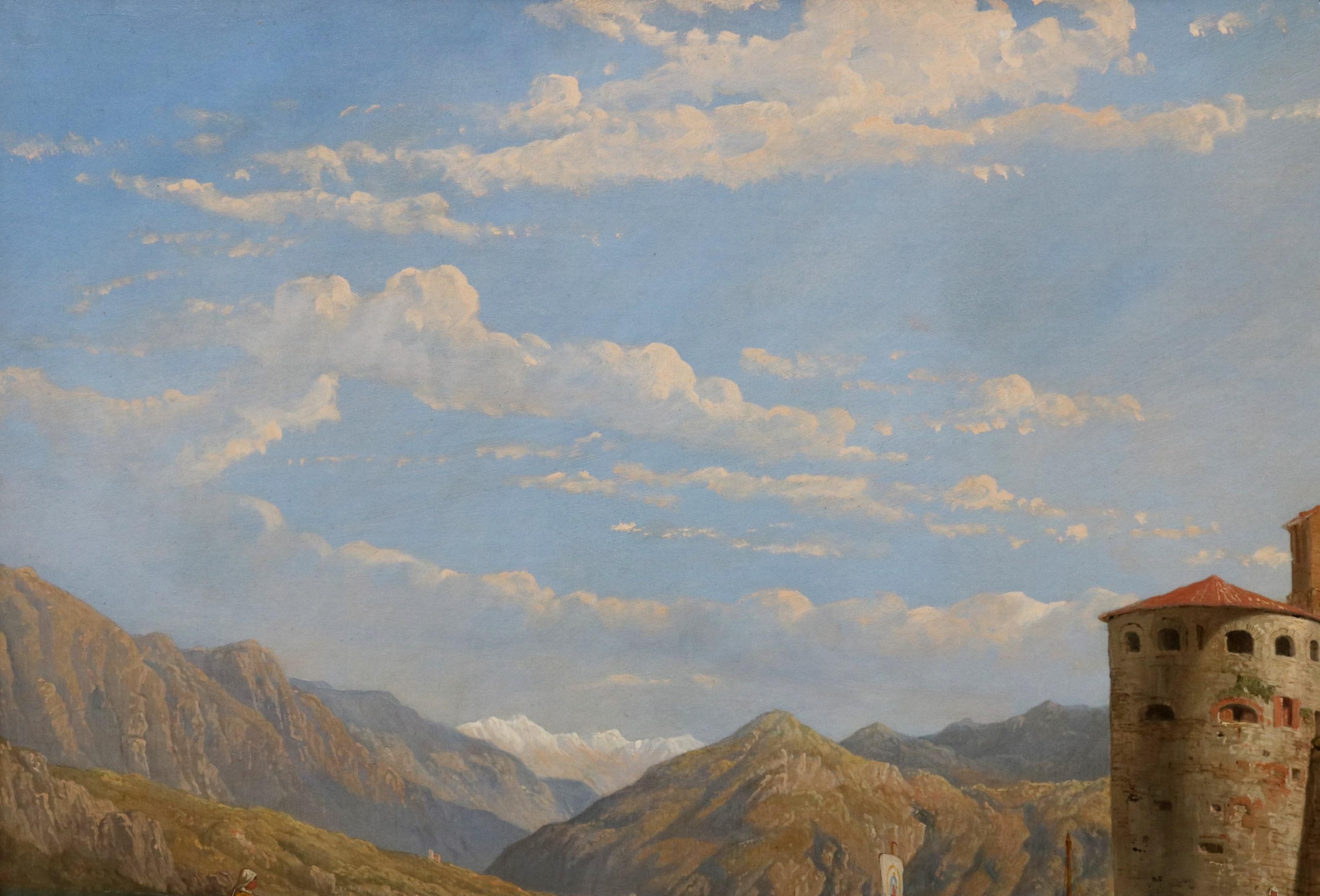Castelli di Cannero, Lac Majeur - Huile sur toile des lacs italiens du 19e siècle en vente 2