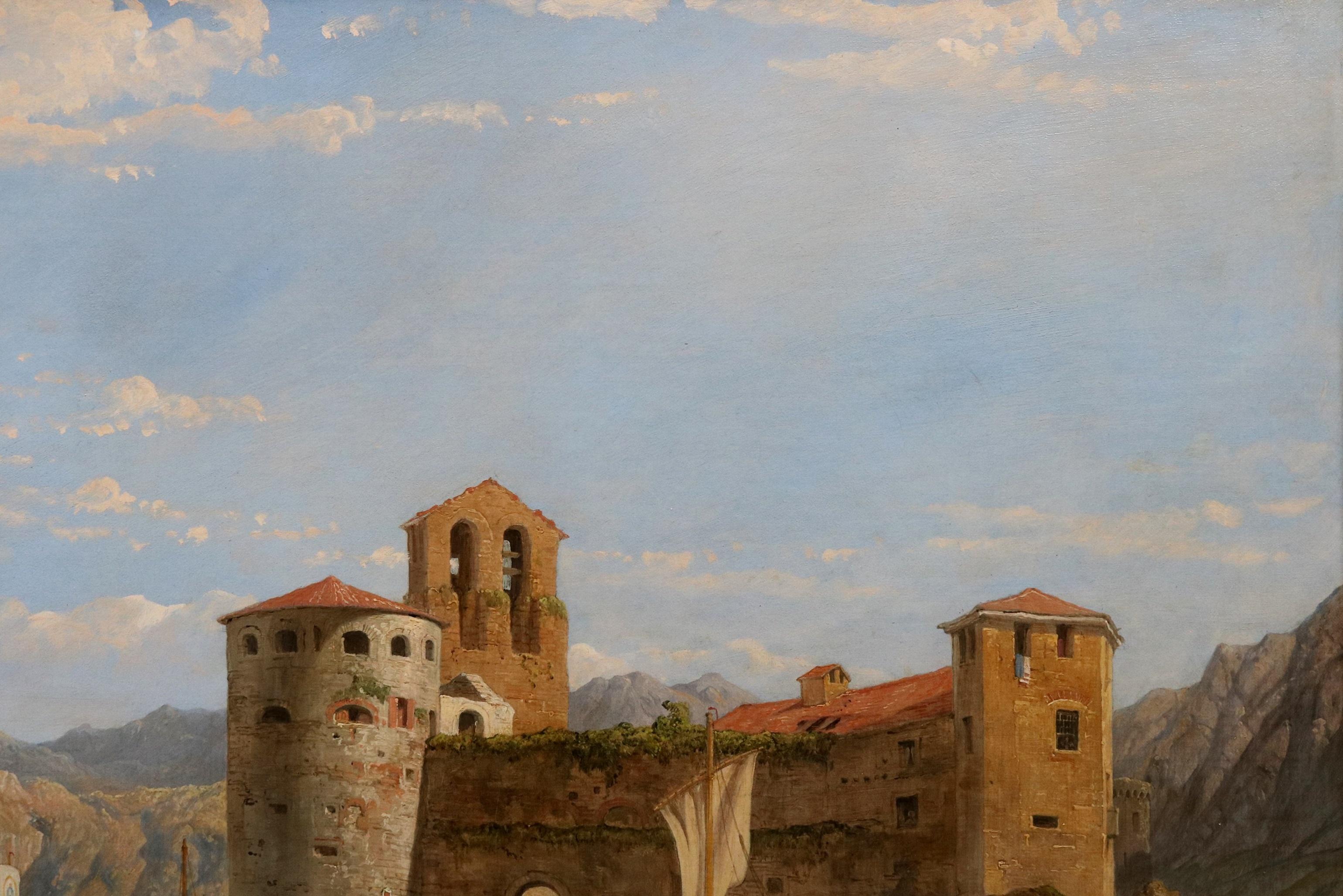 Castelli di Cannero, Lac Majeur - Huile sur toile des lacs italiens du 19e siècle en vente 4
