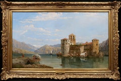 Castelli di Cannero, Lac Majeur - Huile sur toile des lacs italiens du 19e siècle