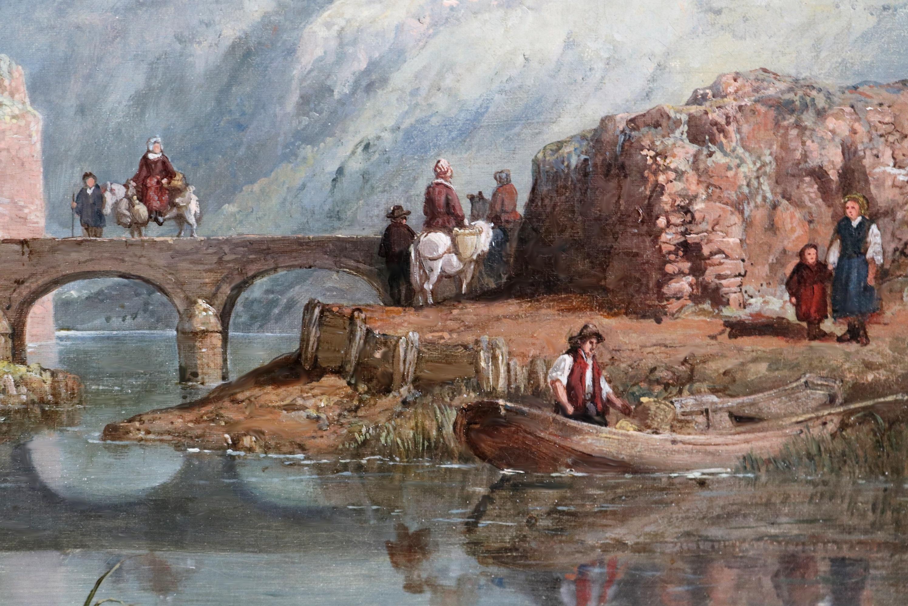 Fortezza di Charlemont - Pittura a olio del XIX secolo Paesaggio fluviale Castello francese in vendita 6