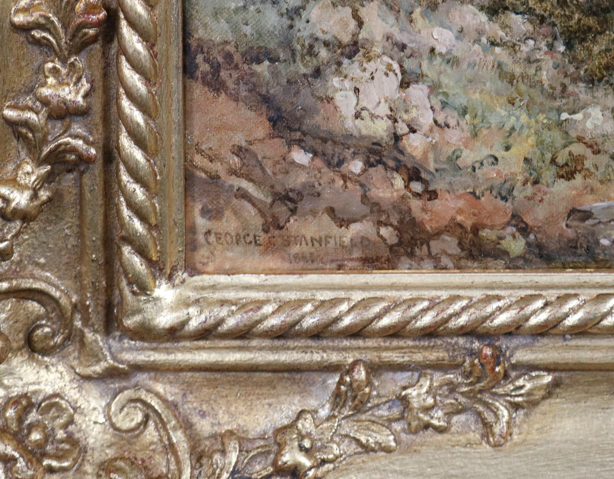 Fortezza di Charlemont - Pittura a olio del XIX secolo Paesaggio fluviale Castello francese in vendita 7