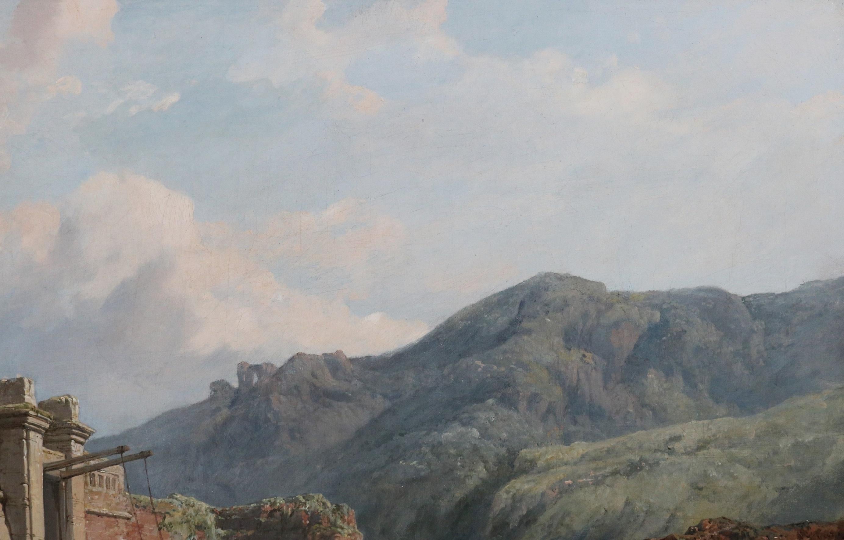 Fortezza di Charlemont - Pittura a olio del XIX secolo Paesaggio fluviale Castello francese in vendita 2
