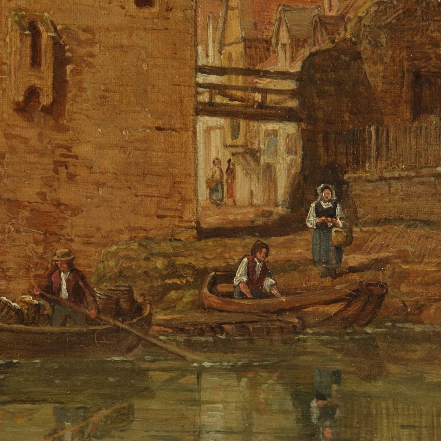 Landscape by George C. Stanfield St. Goarshausen 19th Century - Brown Landscape Painting by George Clarkson Stanfield