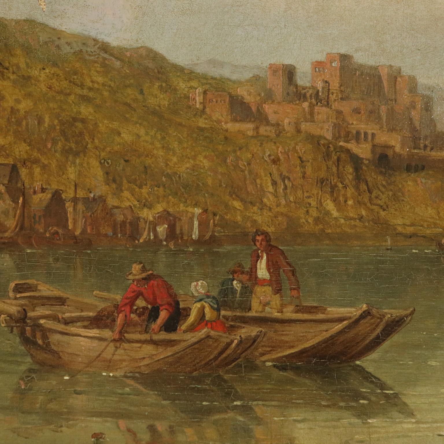 Oil painting on canvas signed in the lower right corner. The English painter George Clarkson Stanfield - specialized in landscapes like his father - stood out particularly for the topographical glimpses of different places he visited in Europe: the