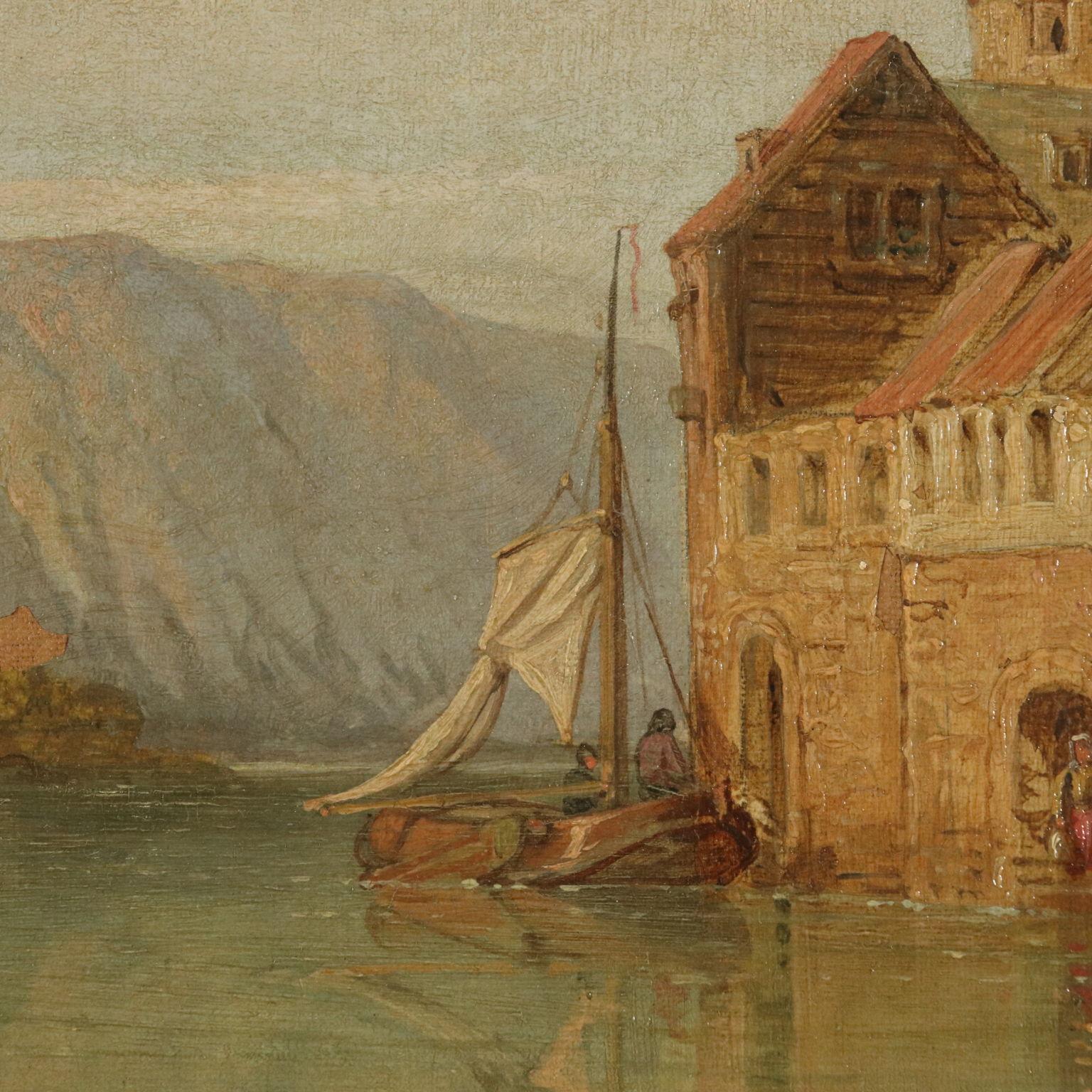 Landscape by George C. Stanfield St. Goarshausen 19th Century 1