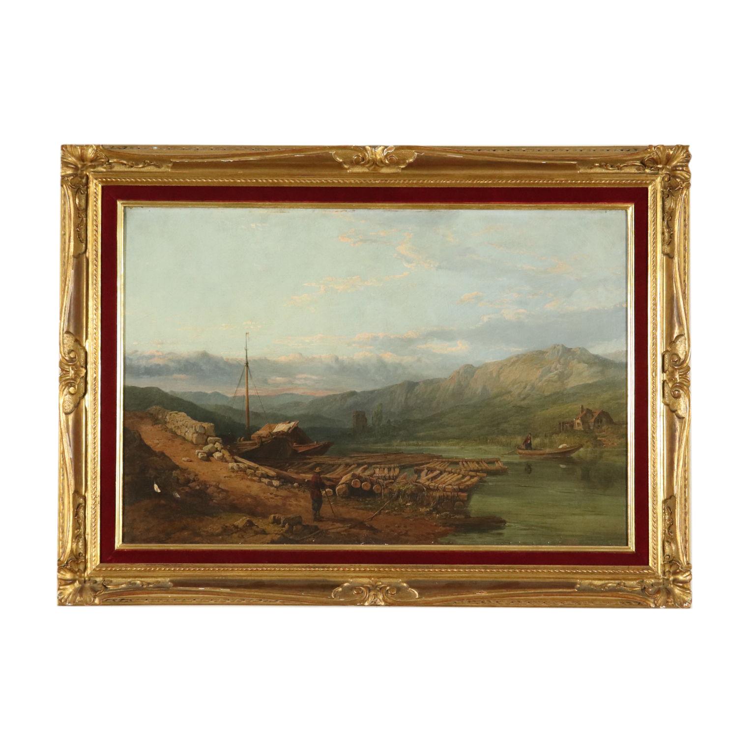 Oil painting on canvas. Signature and date in the lower left corner. The English painter George Clarkson Stanfied - specialized in landscapes and marine landscape like his father - stood up for the topographical glimpses of many places of Europe he